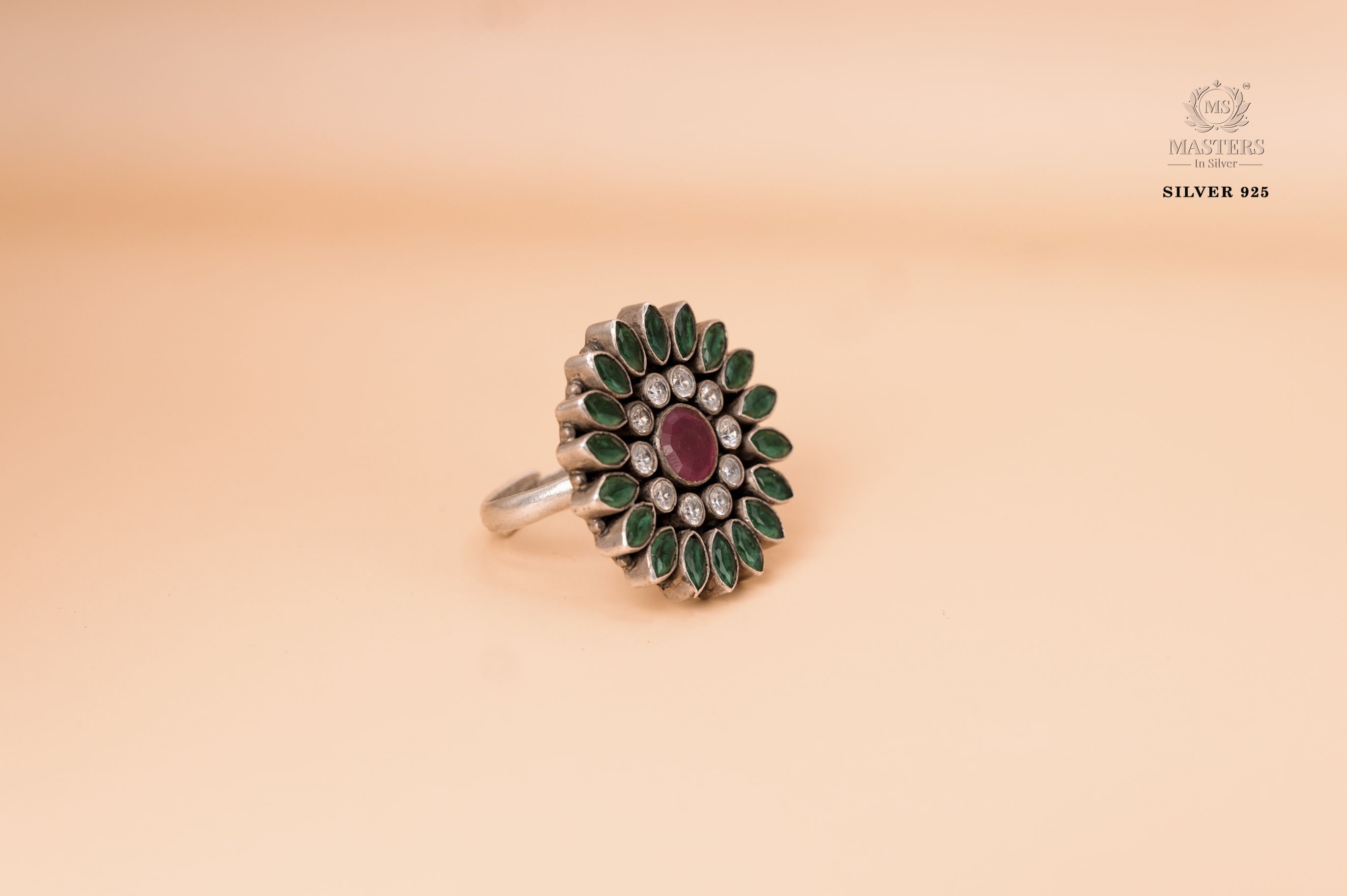RINGS OXIDISED COCKTAIL BIG CUTSTONES
