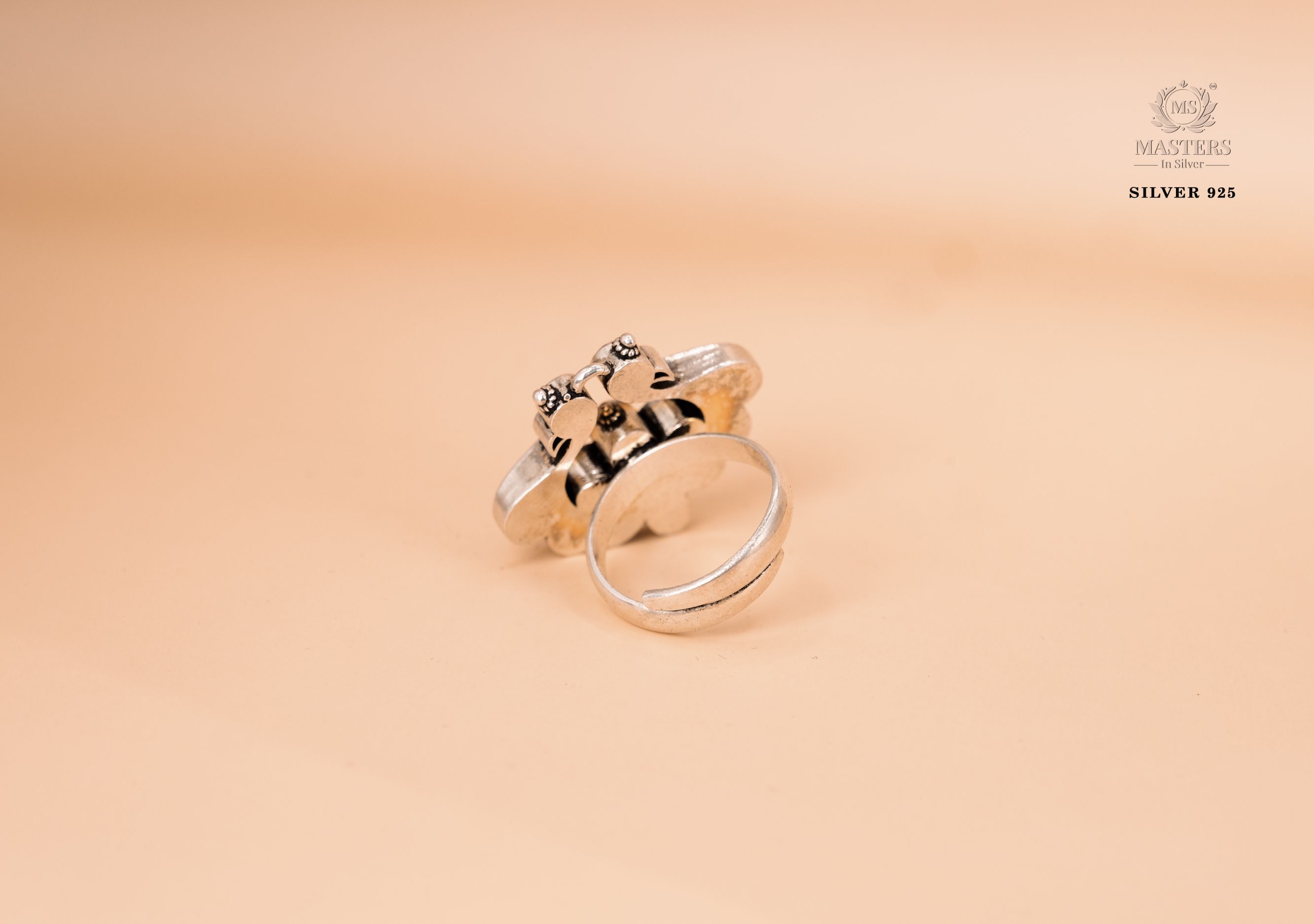 OXIDISED COCKTAIL Kundan  Peahen RING