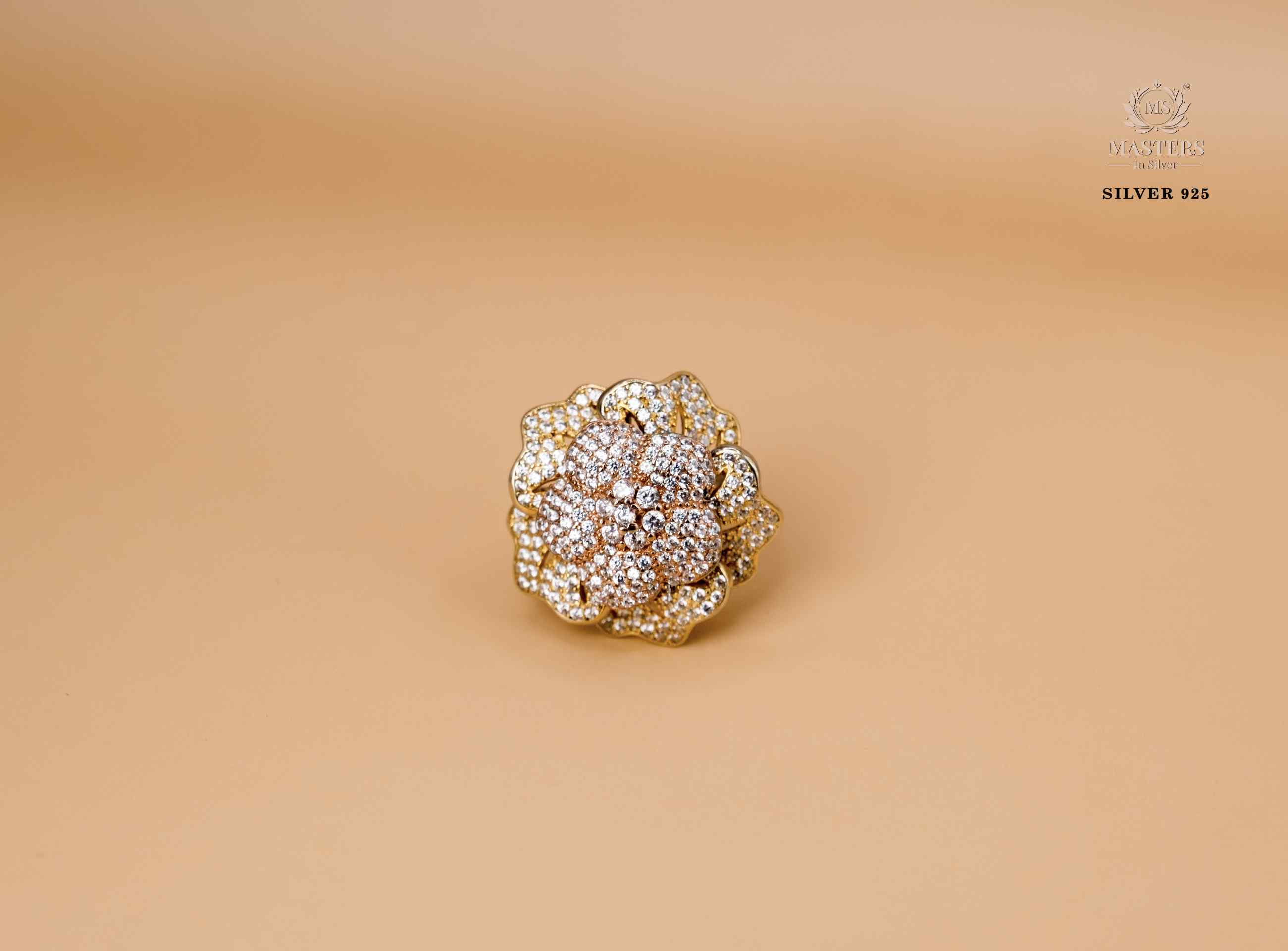 ORIGINAL IMPORTED COCKTAIL ROSEGOLD SILVER 925 RING