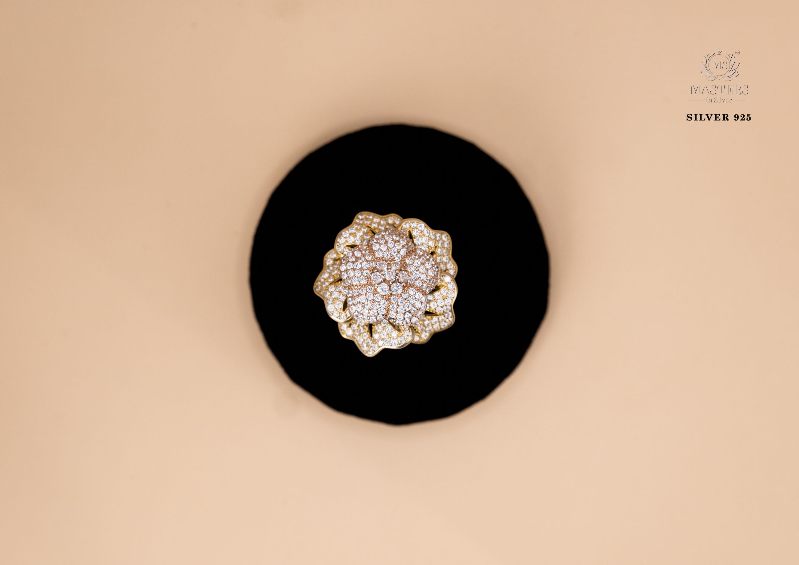 ORIGINAL IMPORTED COCKTAIL ROSEGOLD SILVER 925 RING