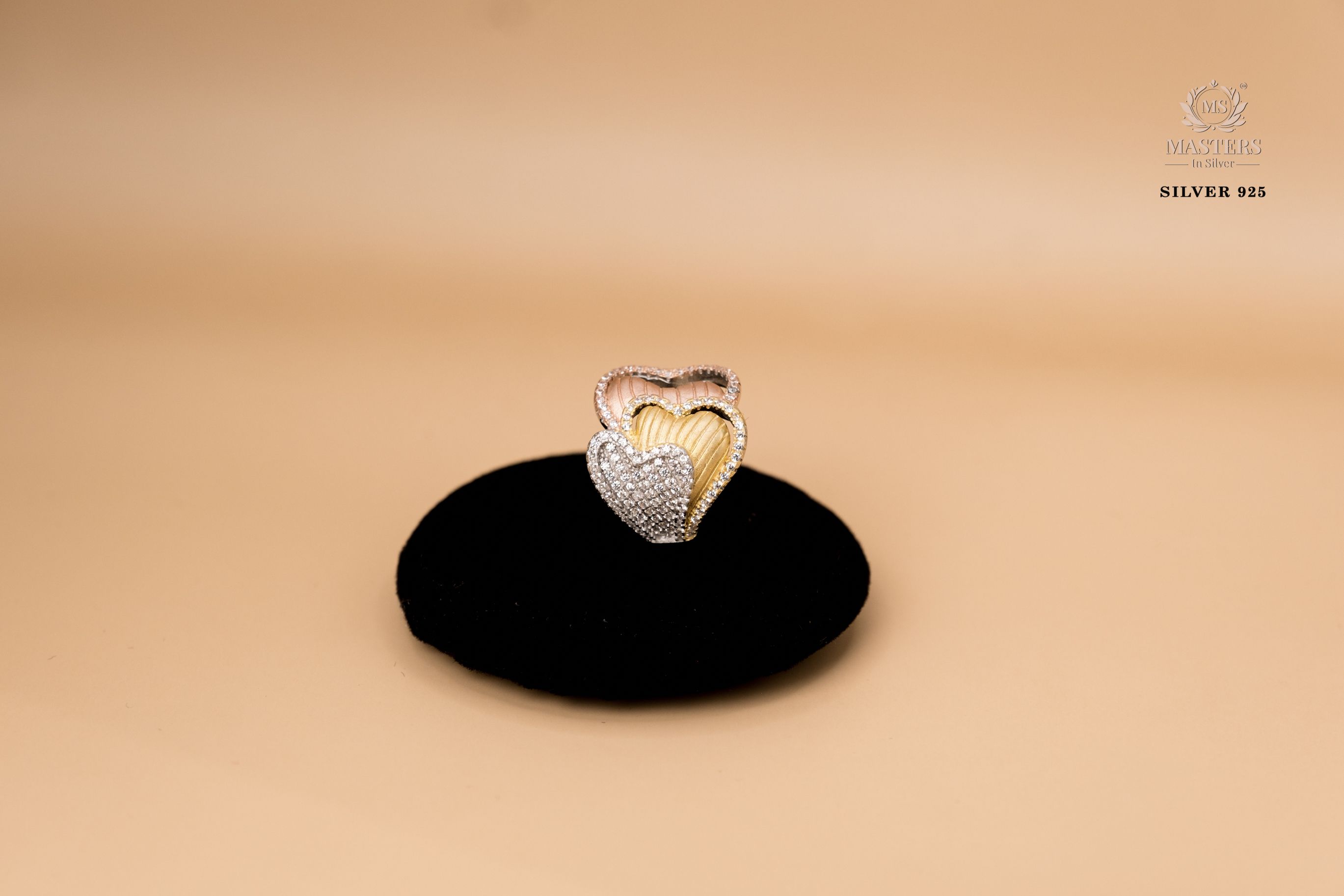 ORIGINAL IMPORTED COCKTAIL ROSEGOLD SILVER 925 RING