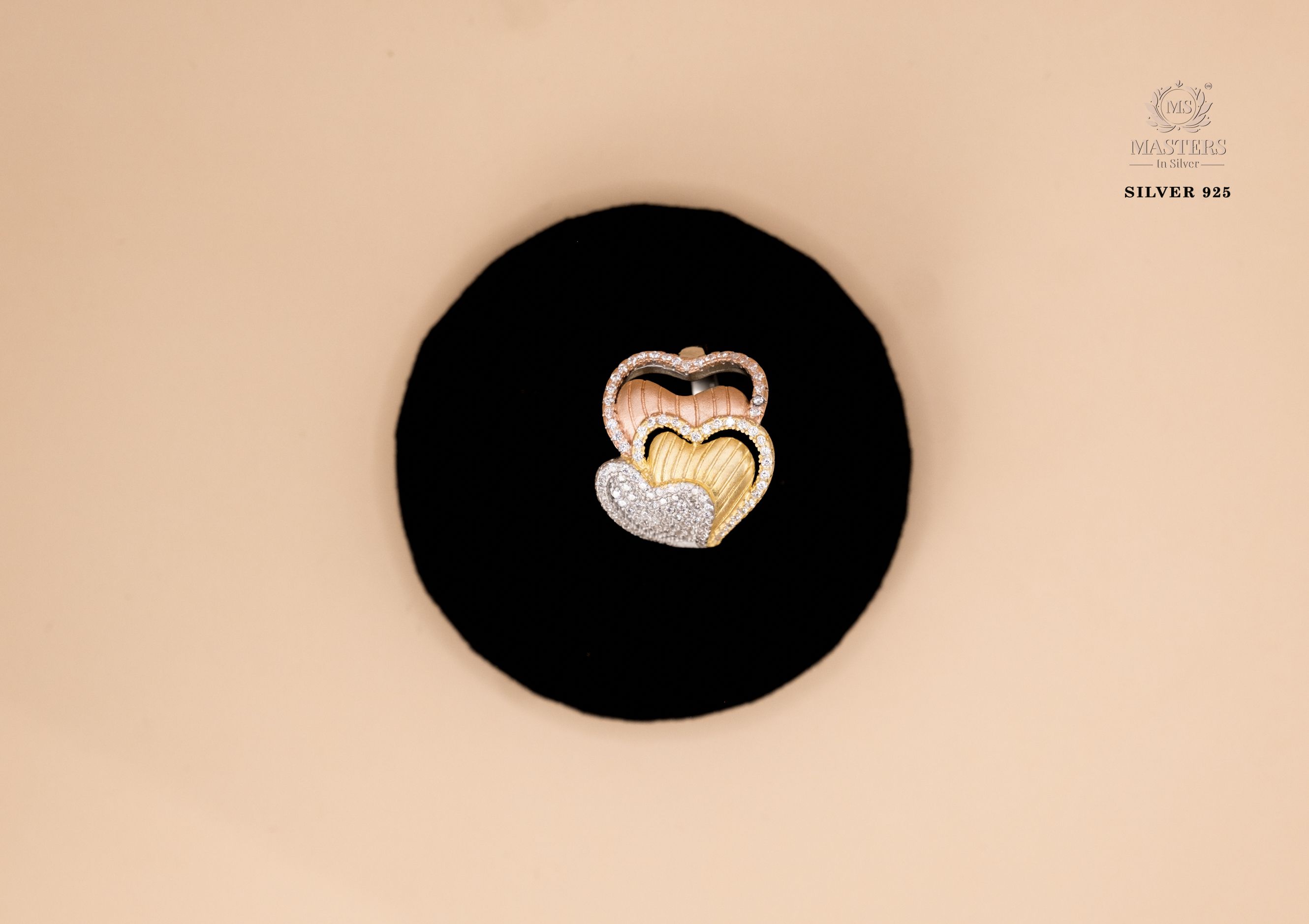 ORIGINAL IMPORTED COCKTAIL ROSEGOLD SILVER 925 RING