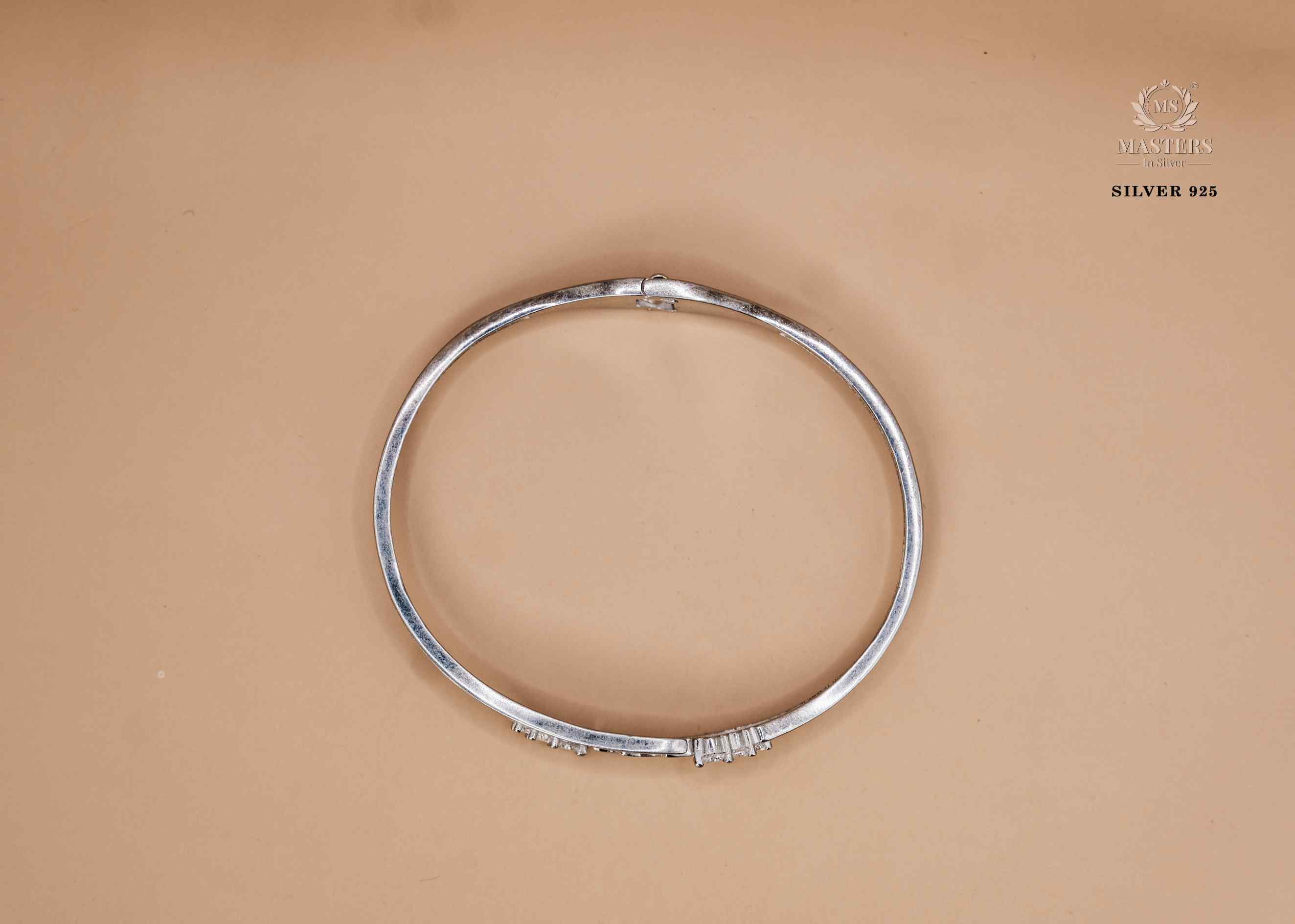 STERLING SILVER DUAL LOCK SAFETY EQUIPPED ZIRCON STUDDED