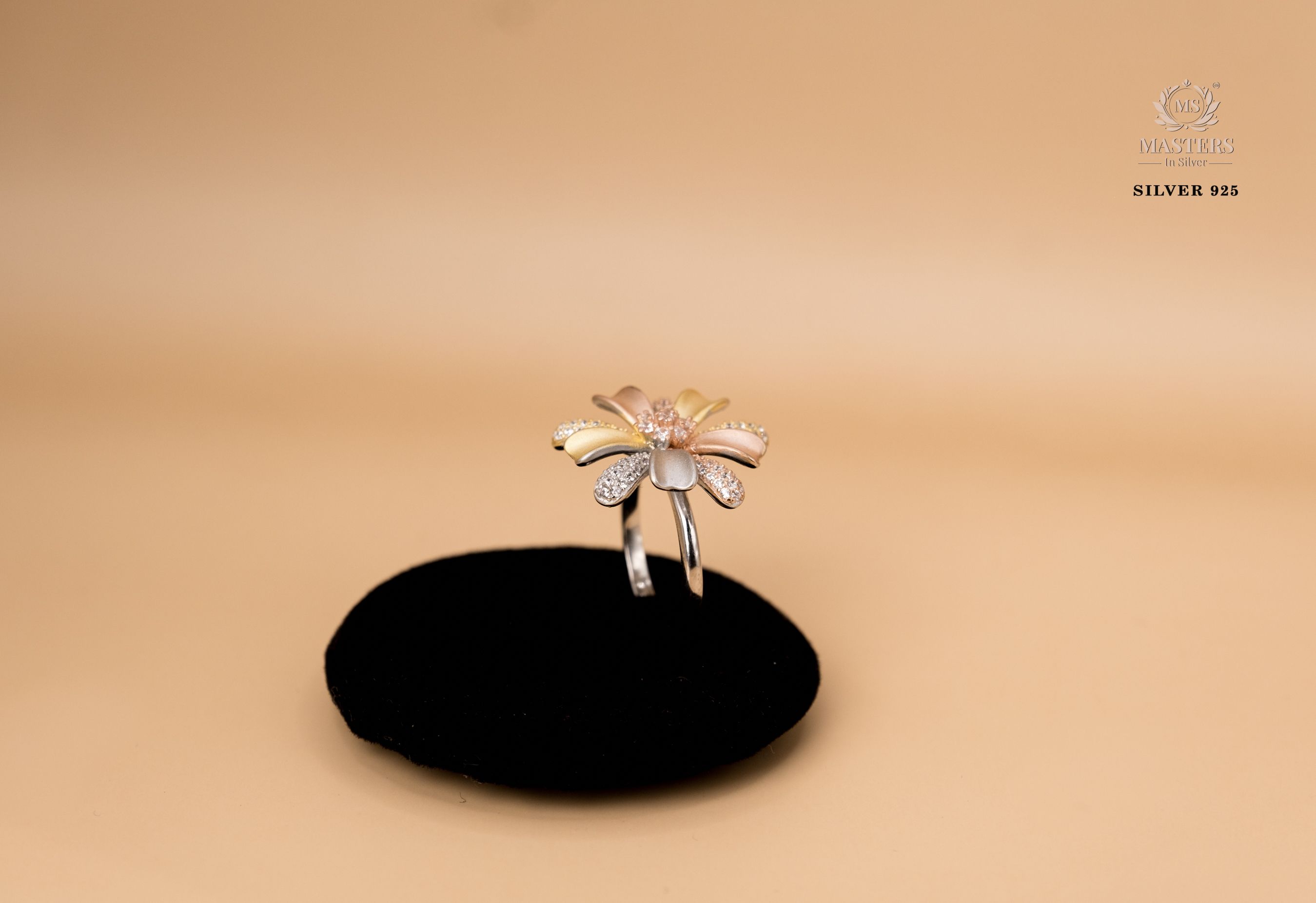 ORIGINAL IMPORTED COCKTAIL ROSEGOLD SILVER 925 RING