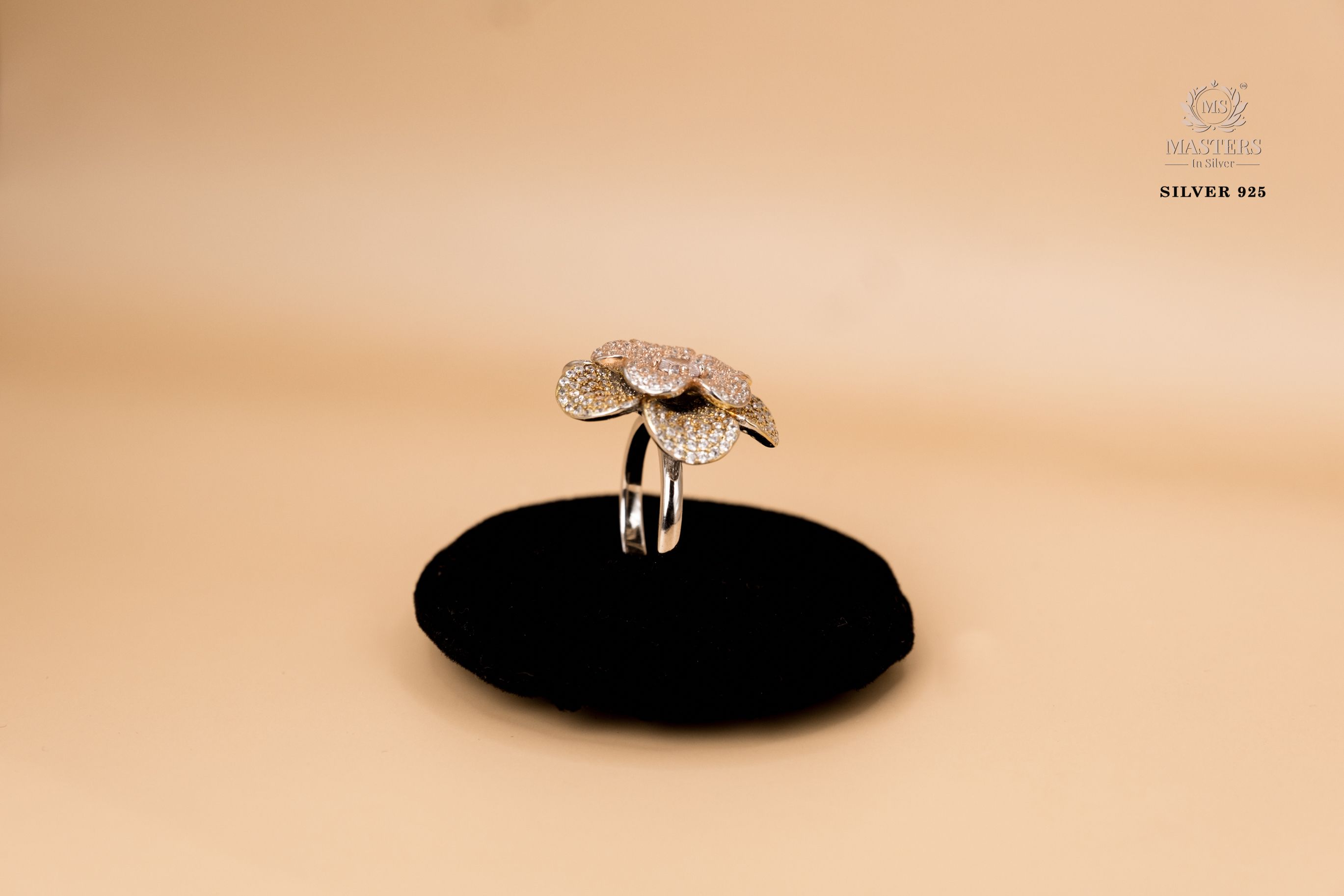 ORIGINAL IMPORTED COCKTAIL ROSEGOLD SILVER 925 RING