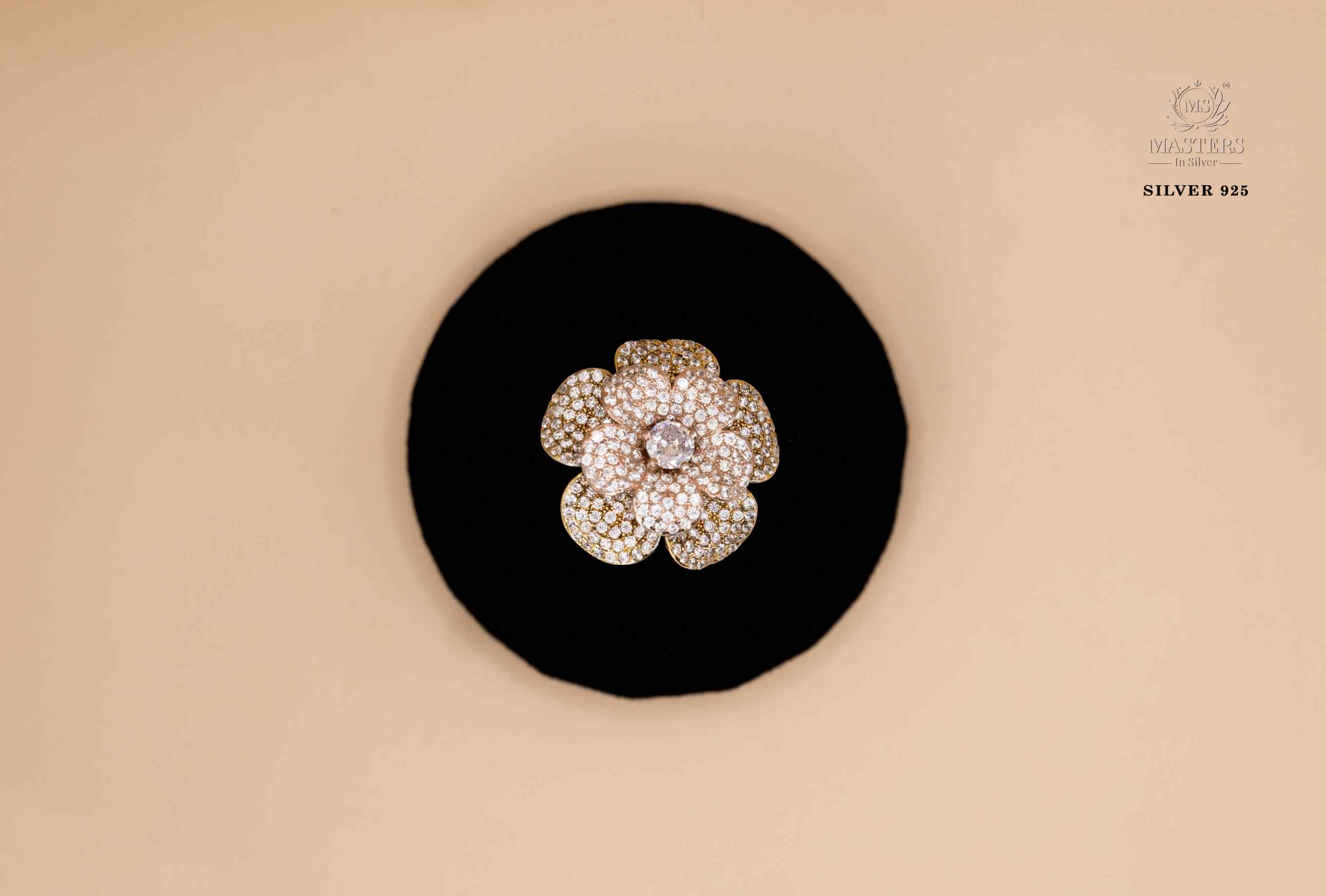 ORIGINAL IMPORTED COCKTAIL ROSEGOLD SILVER 925 RING