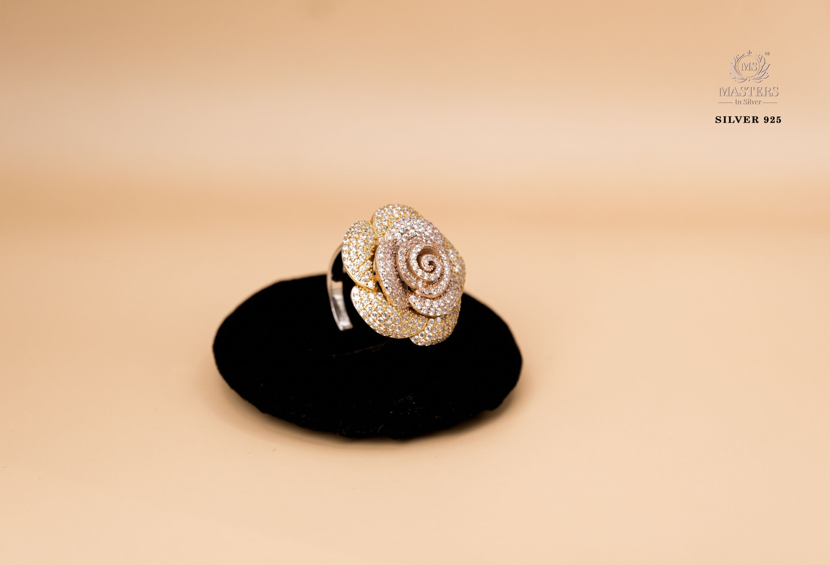 ORIGINAL IMPORTED COCKTAIL ROSEGOLD SILVER 925 RING