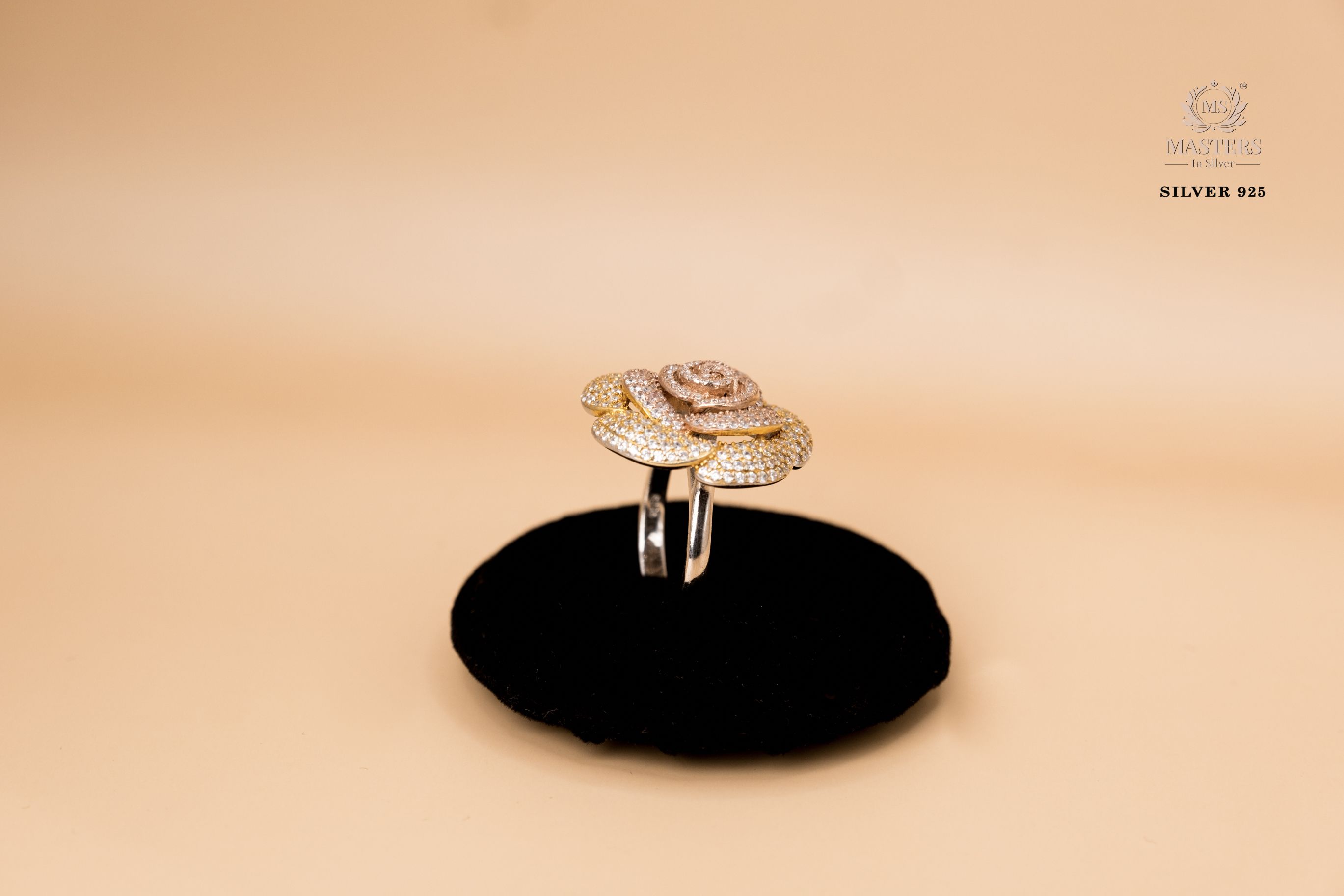 ORIGINAL IMPORTED COCKTAIL ROSEGOLD SILVER 925 RING