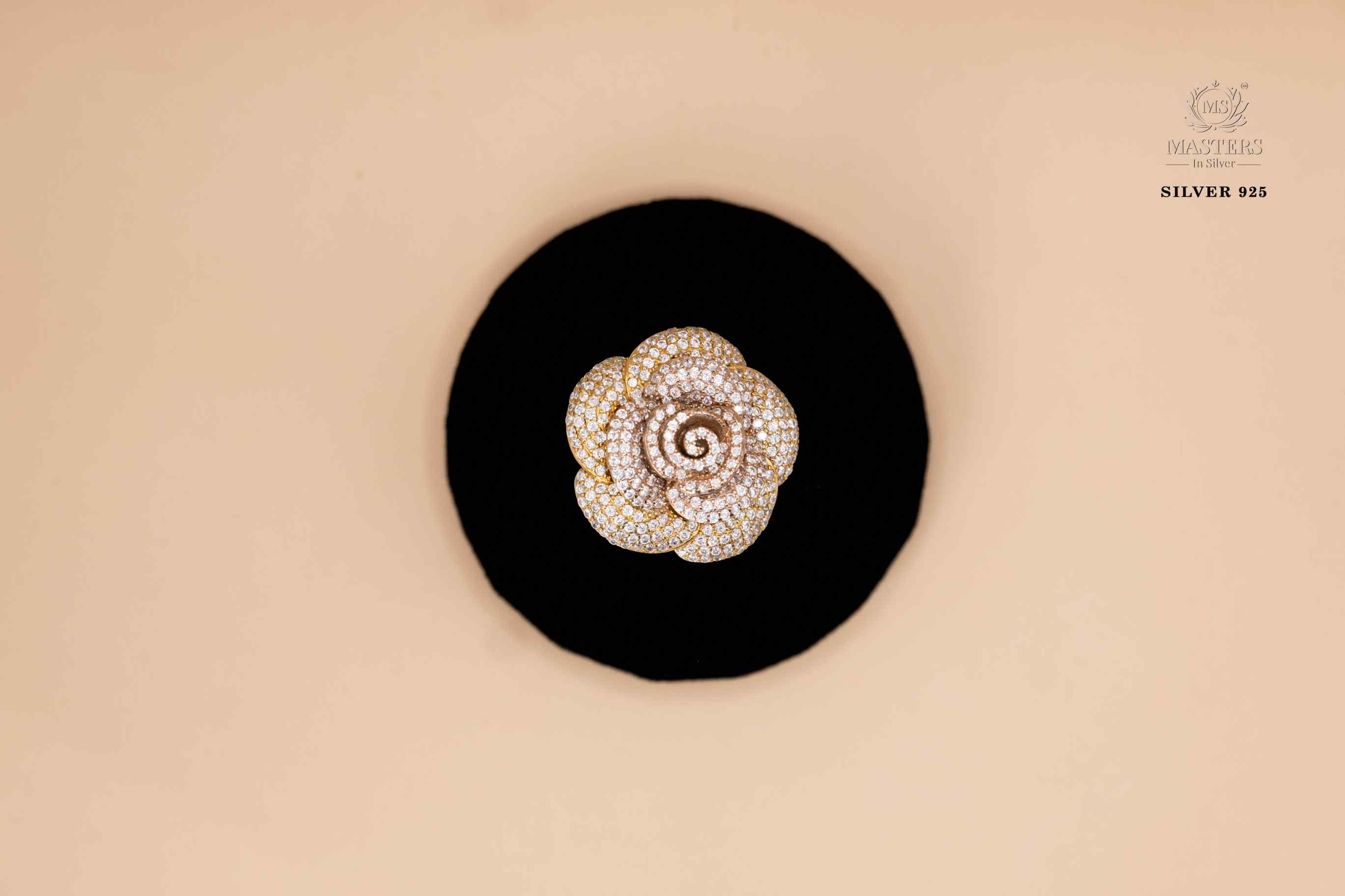 ORIGINAL IMPORTED COCKTAIL ROSEGOLD SILVER 925 RING