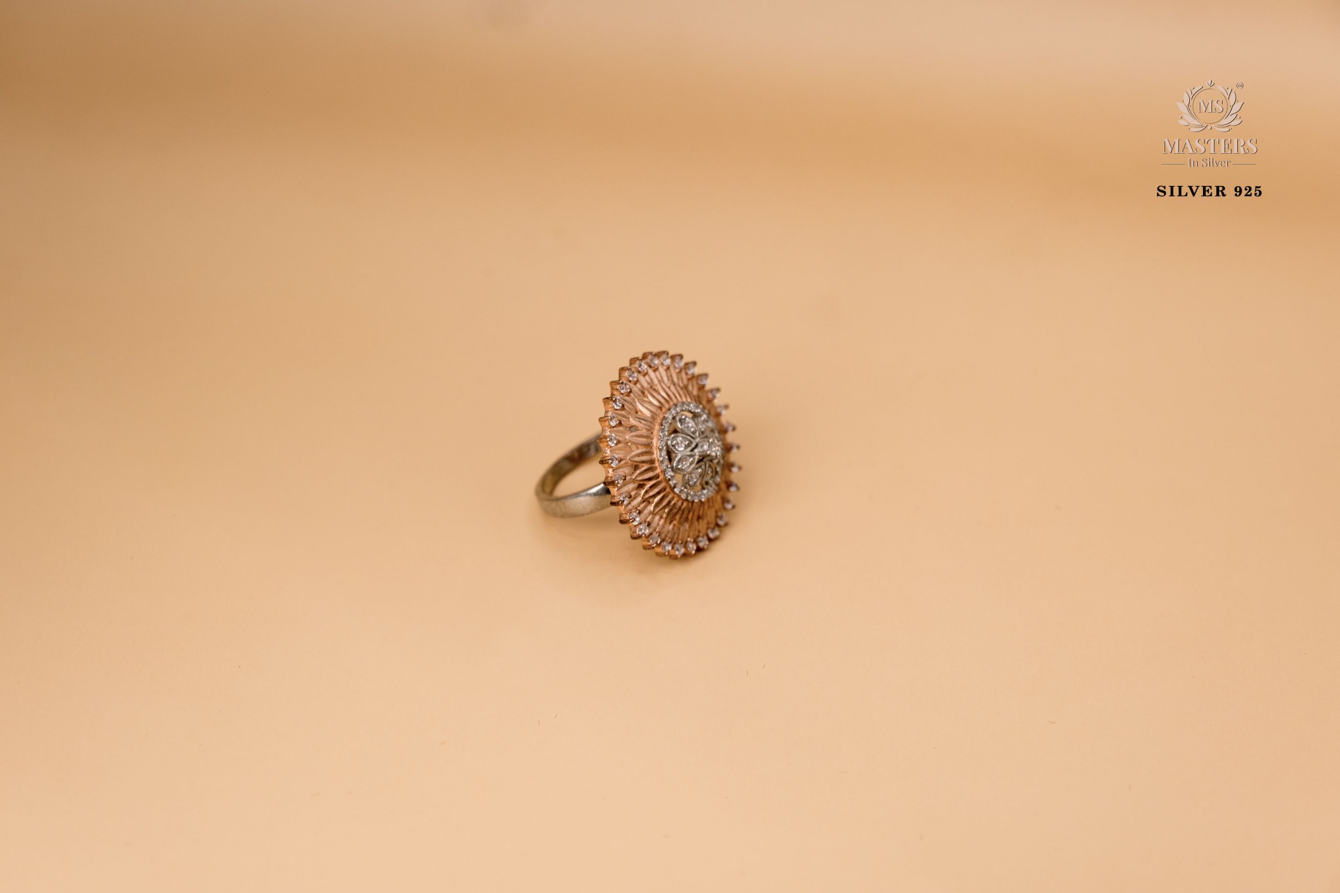 ORIGINAL IMPORTED COCKTAIL COPPER TONE SILVER 925 RING