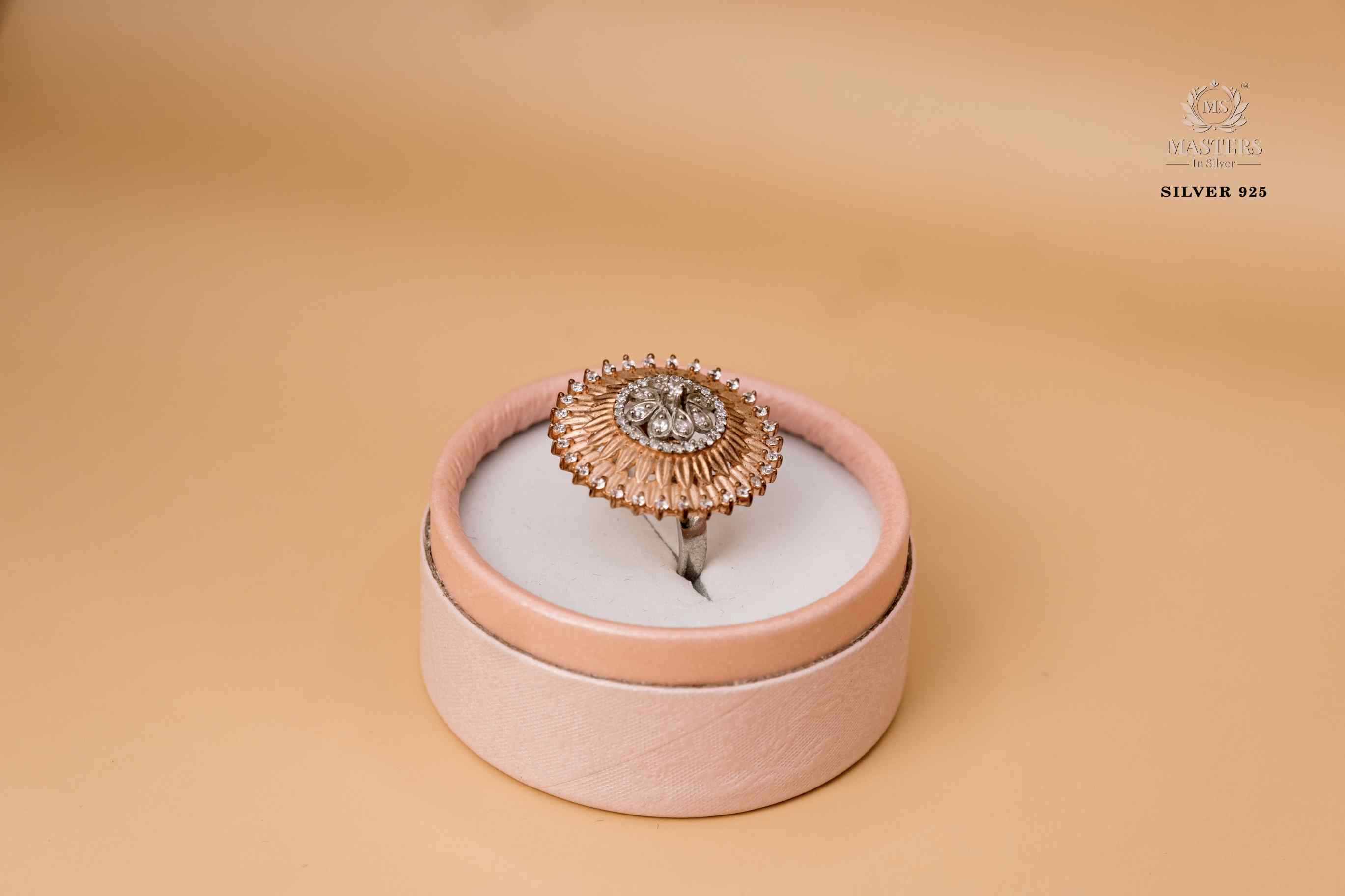 ORIGINAL IMPORTED COCKTAIL COPPER TONE SILVER 925 RING