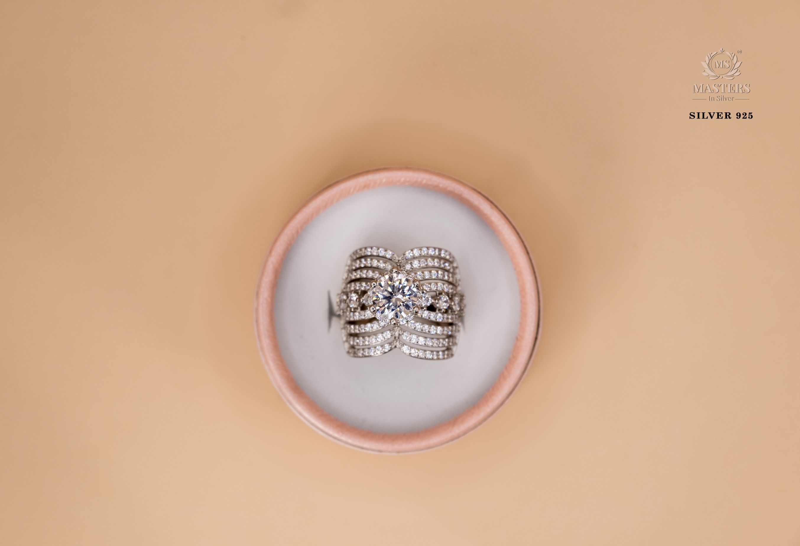 ORIGINAL IMPORTED COCKTAIL COPPER TONE SILVER 925 RING