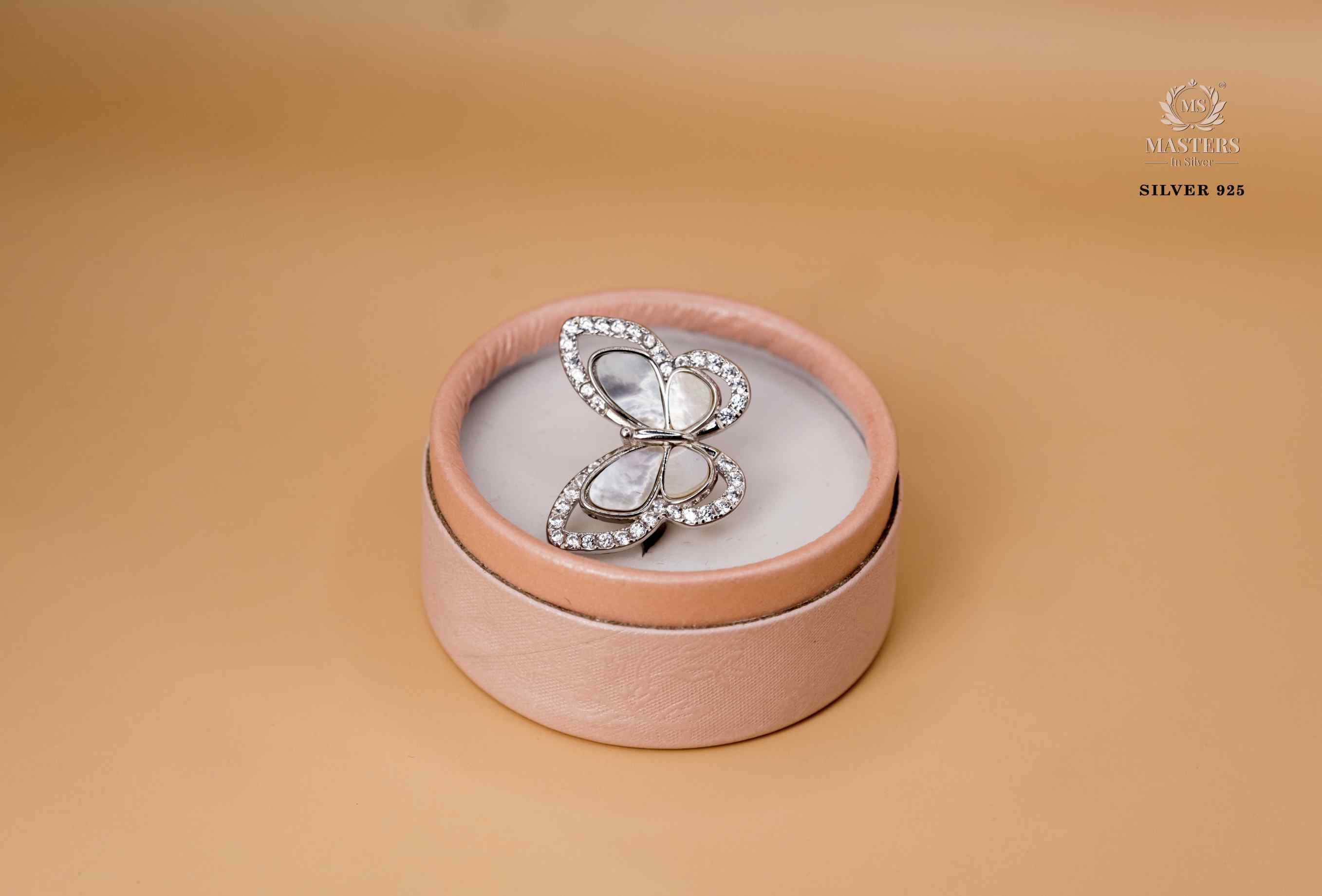 ORIGINAL IMPORTED COCKTAIL MOTHER OF PEARL SILVER 925 RING