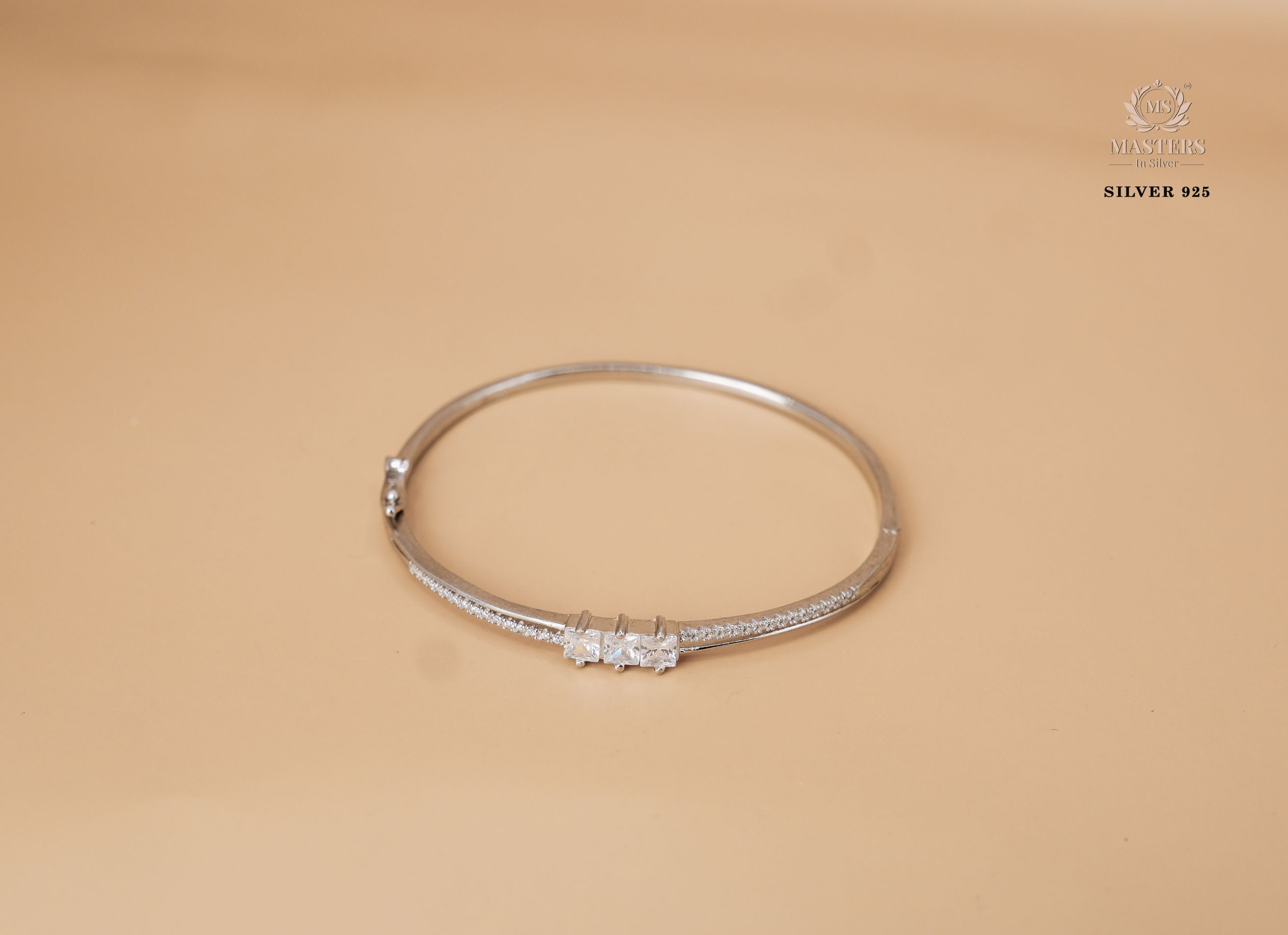 STERLING SILVER DUAL LOCK SAFETY EQUIPPED ZIRCON STUDDED