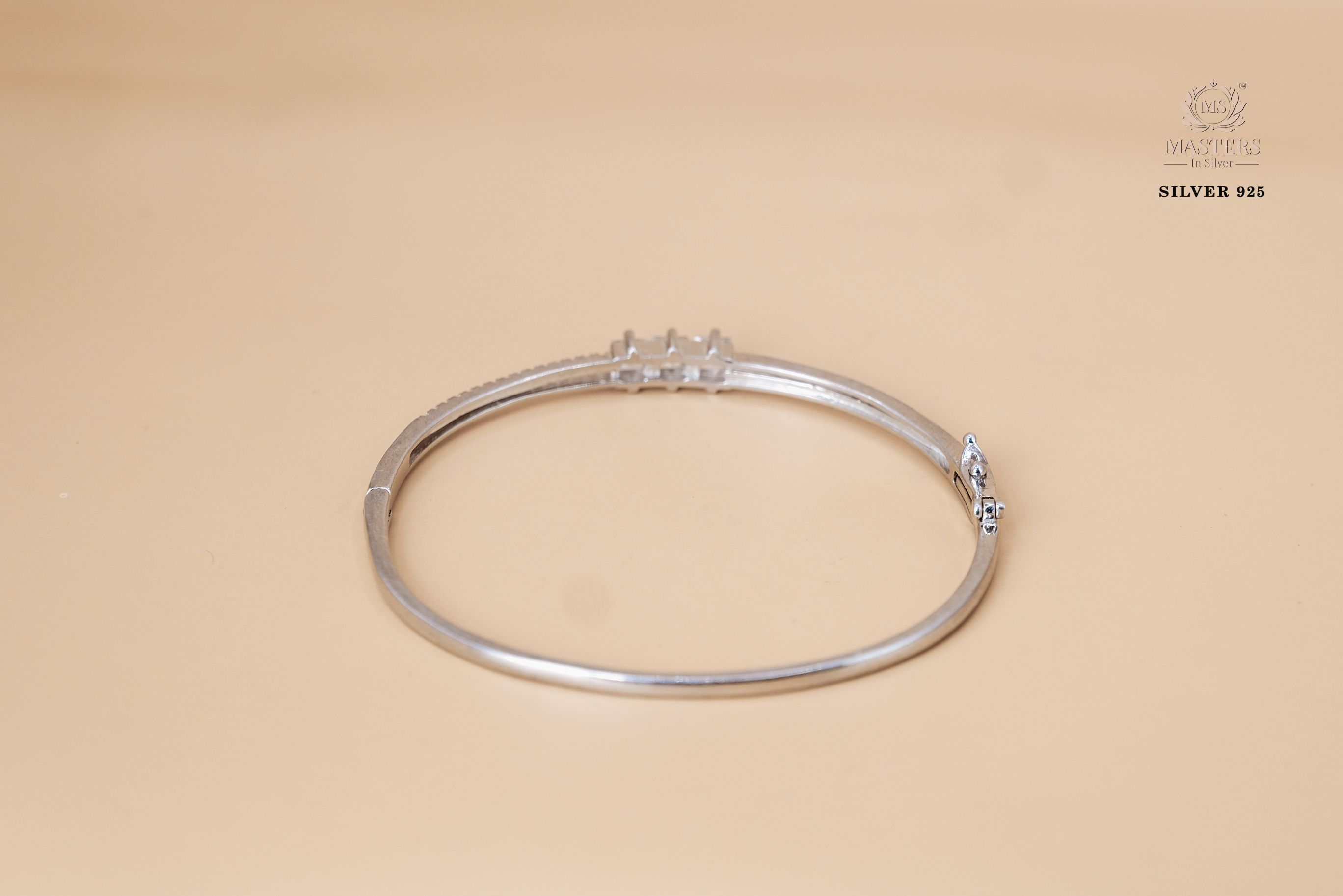 STERLING SILVER DUAL LOCK SAFETY EQUIPPED ZIRCON STUDDED