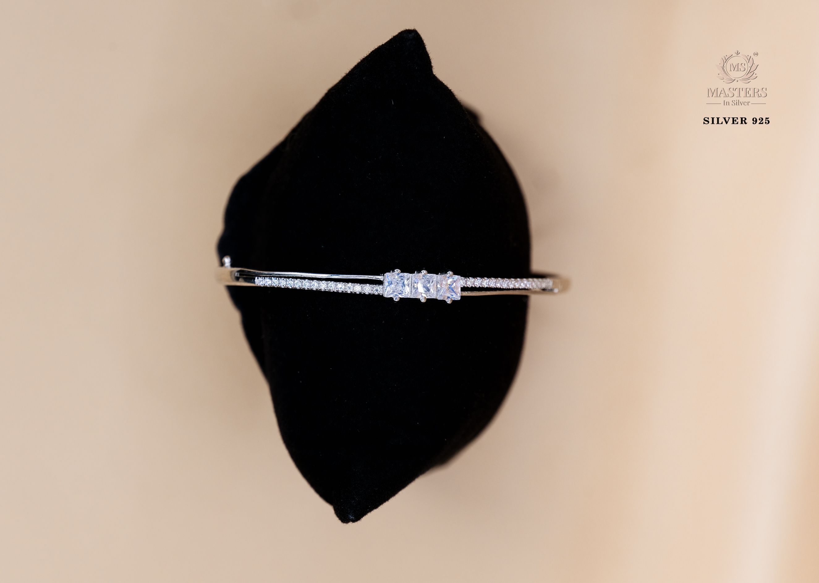 STERLING SILVER DUAL LOCK SAFETY EQUIPPED ZIRCON STUDDED