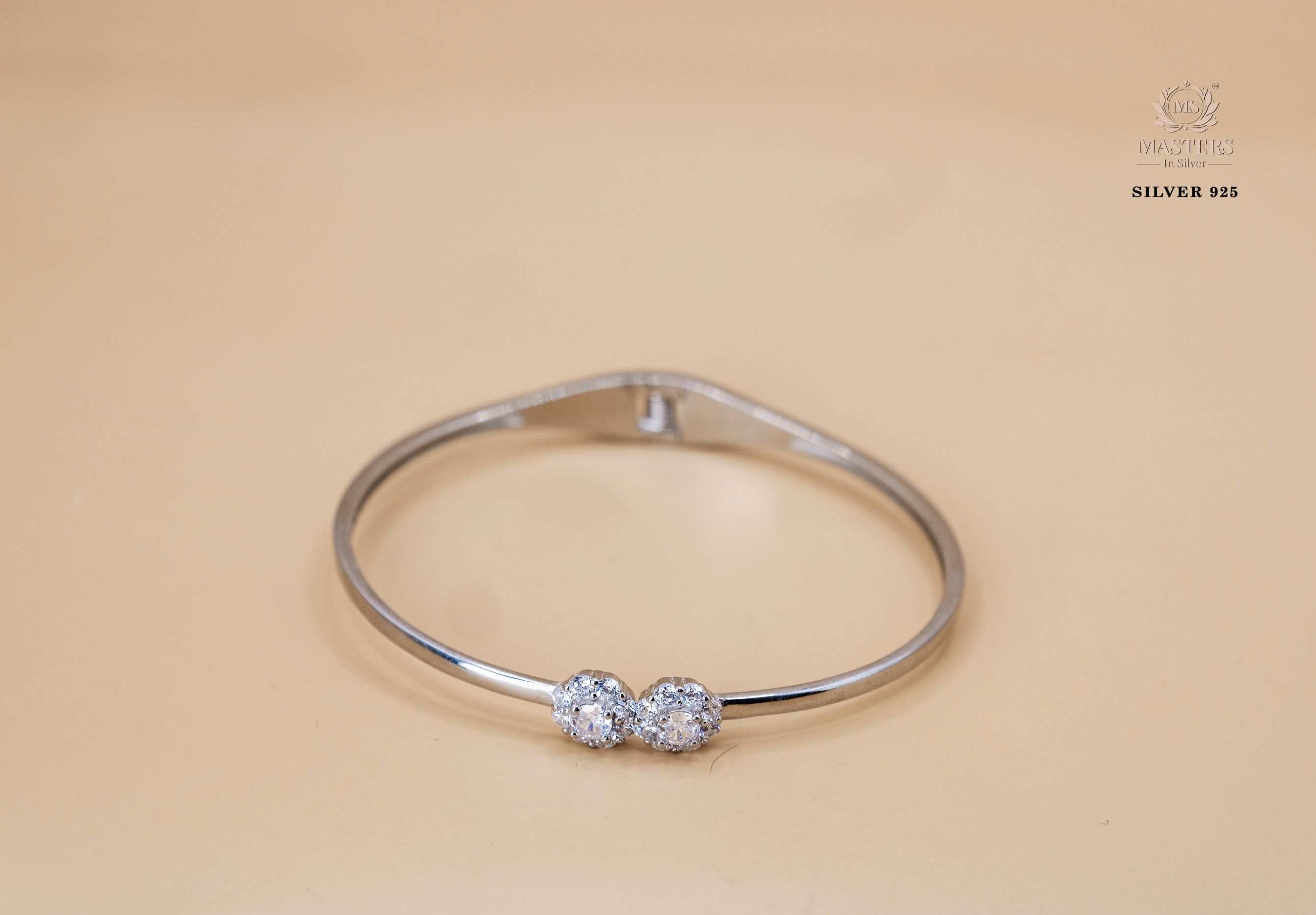 STERLING SILVER DUAL LOCK SAFETY EQUIPPED ZIRCON STUDDED