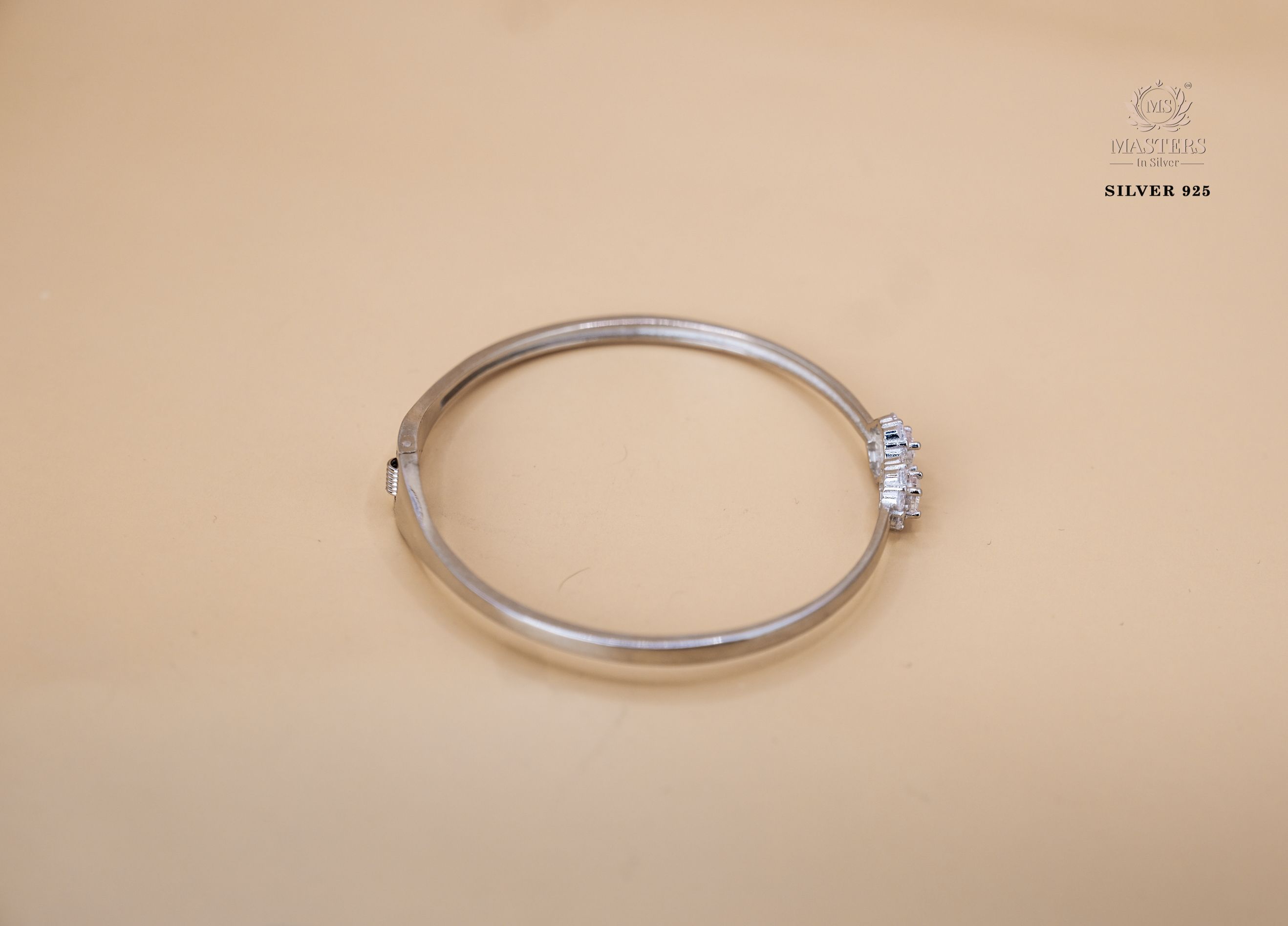 STERLING SILVER DUAL LOCK SAFETY EQUIPPED ZIRCON STUDDED