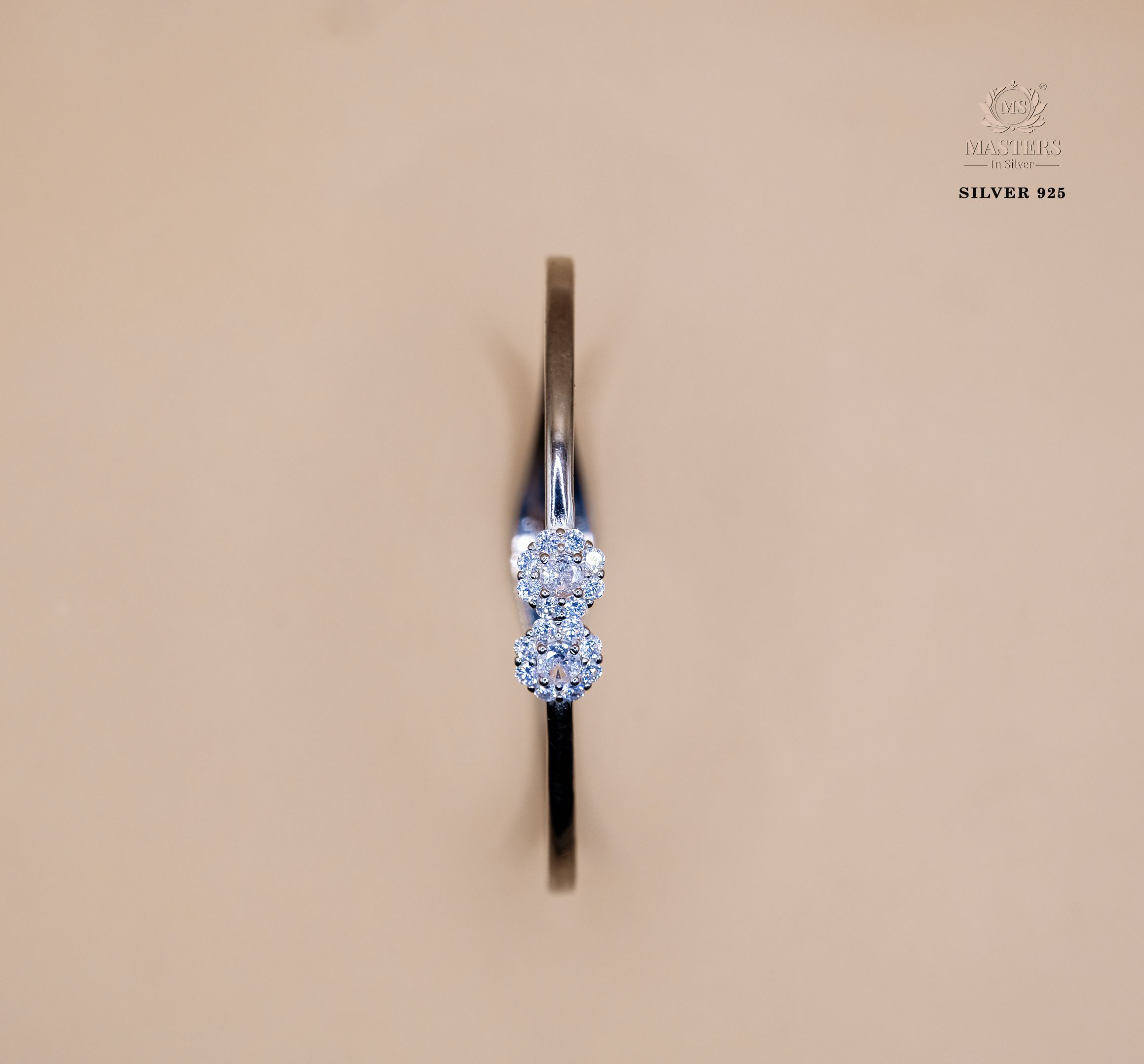STERLING SILVER DUAL LOCK SAFETY EQUIPPED ZIRCON STUDDED