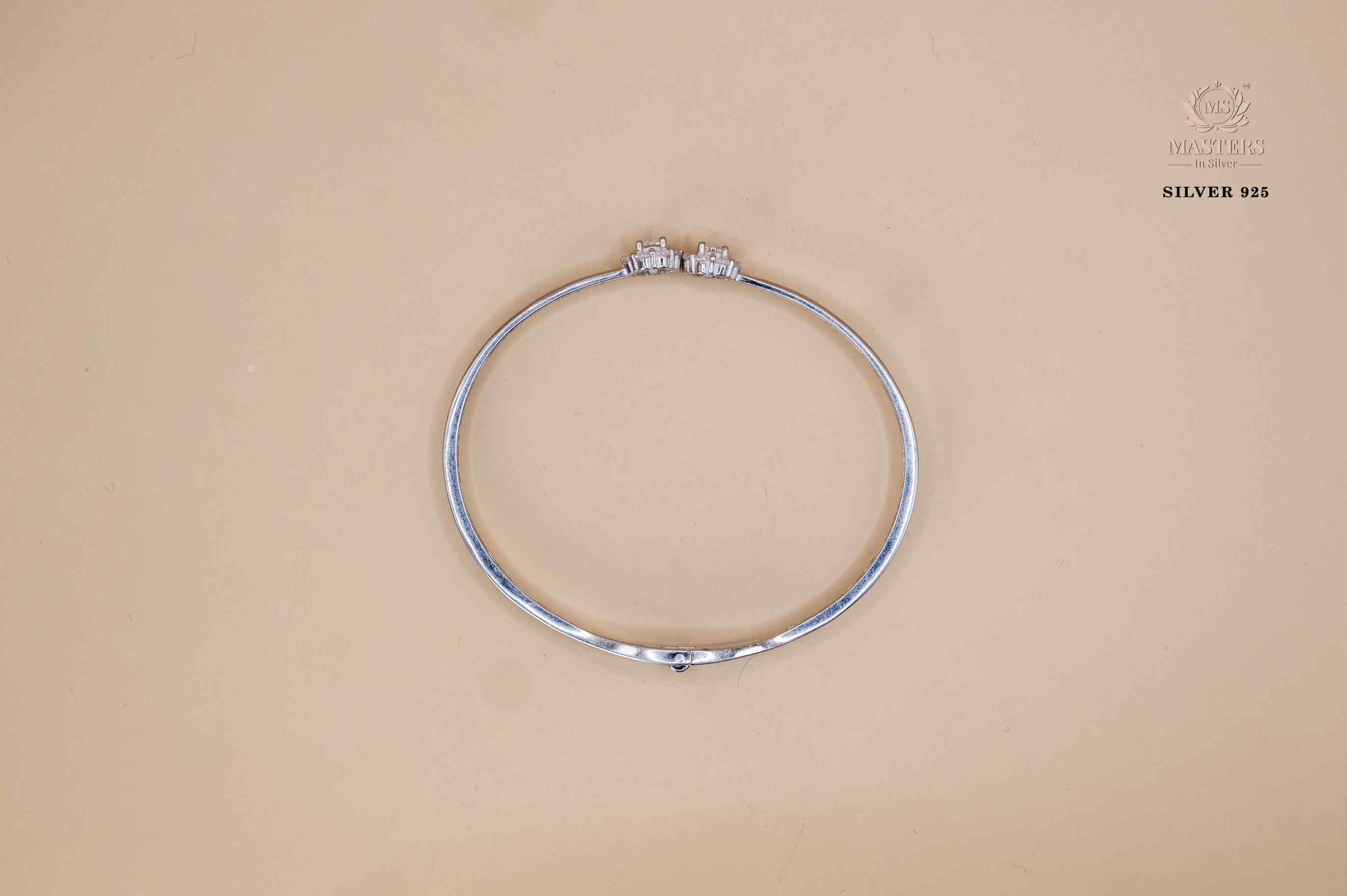 STERLING SILVER DUAL LOCK SAFETY EQUIPPED ZIRCON STUDDED