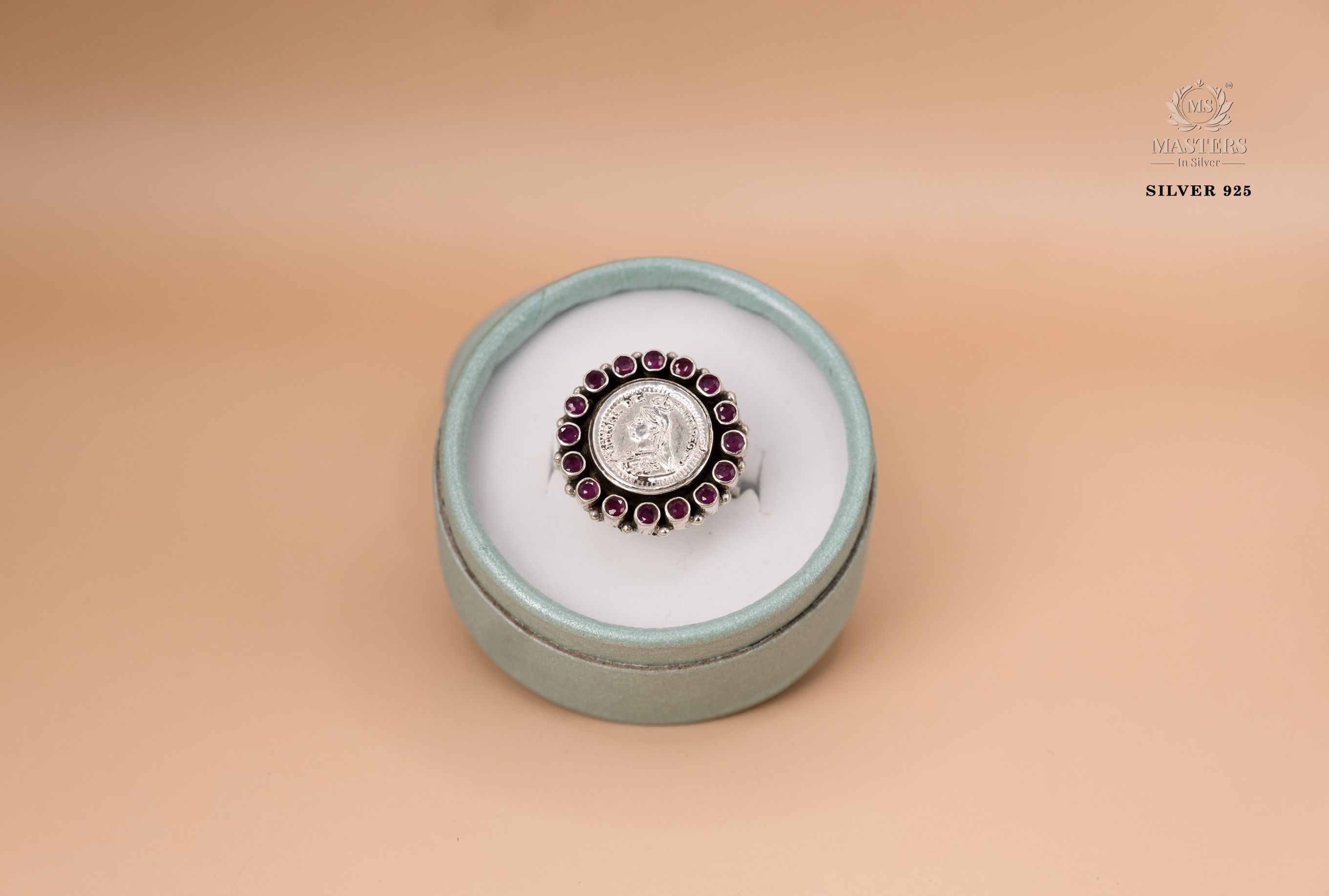 RINGS OXIDISED ( FLORAL ) CUT-STONES