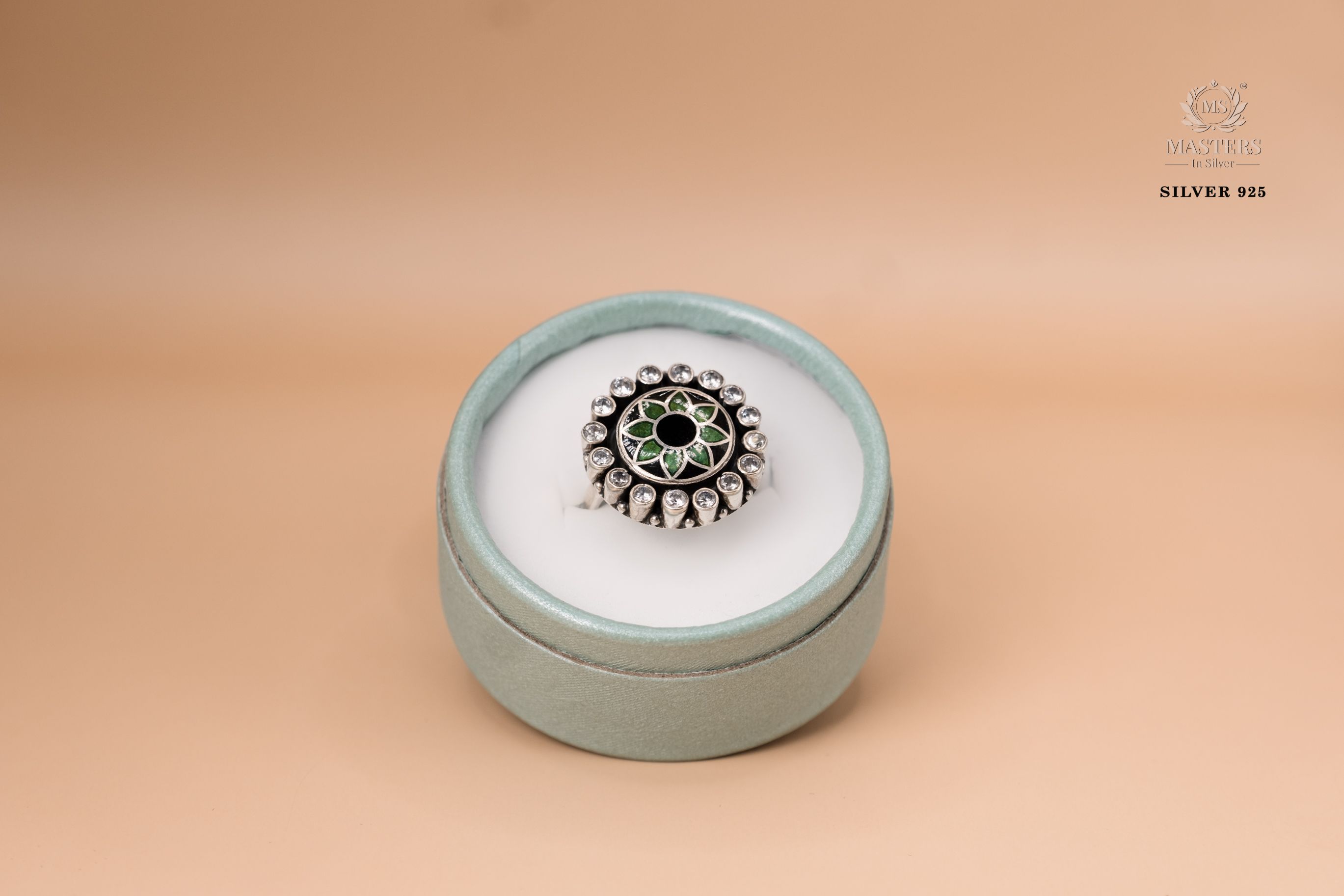 RINGS OXIDISED ( enamel/ meena ) CUT-STONES