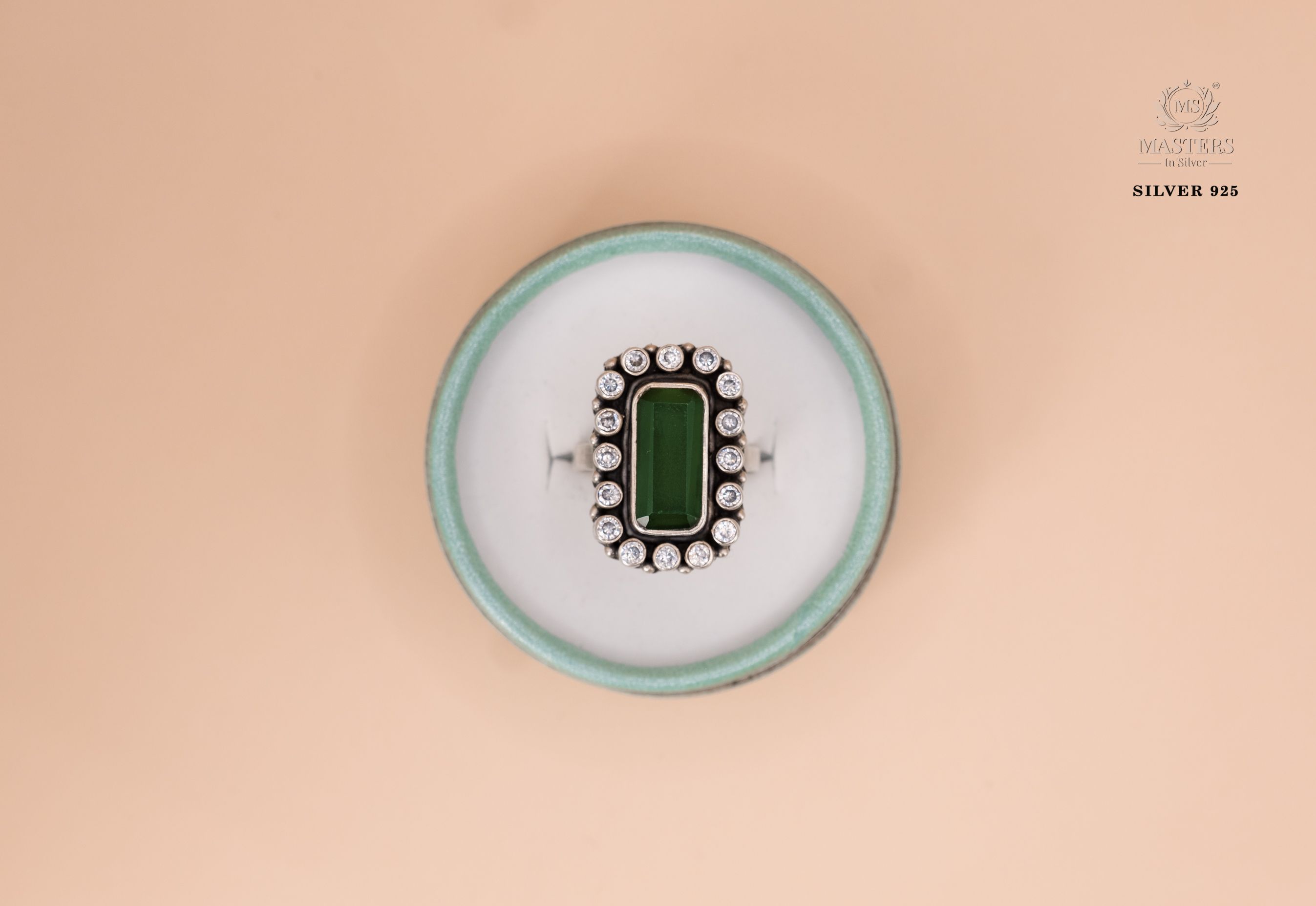 RINGS OXIDISED ( Rectangular-Green ) CUT-STONES