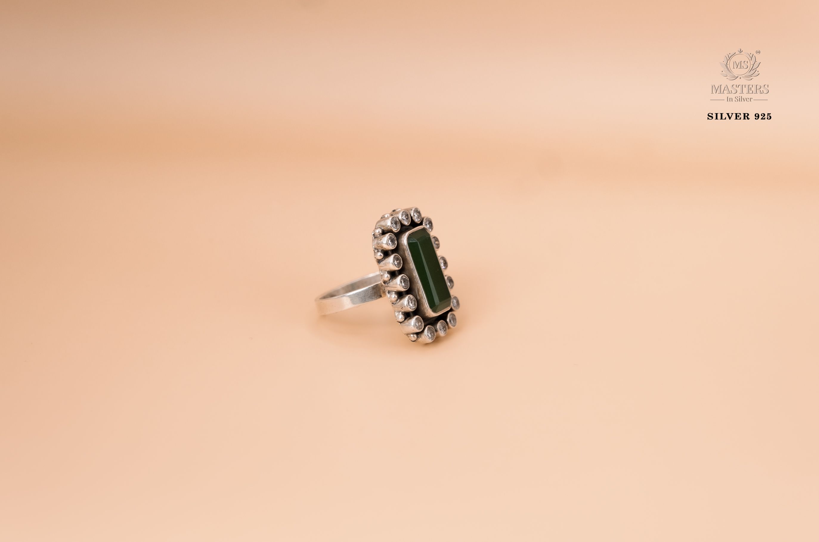 RINGS OXIDISED ( Rectangular-Green ) CUT-STONES