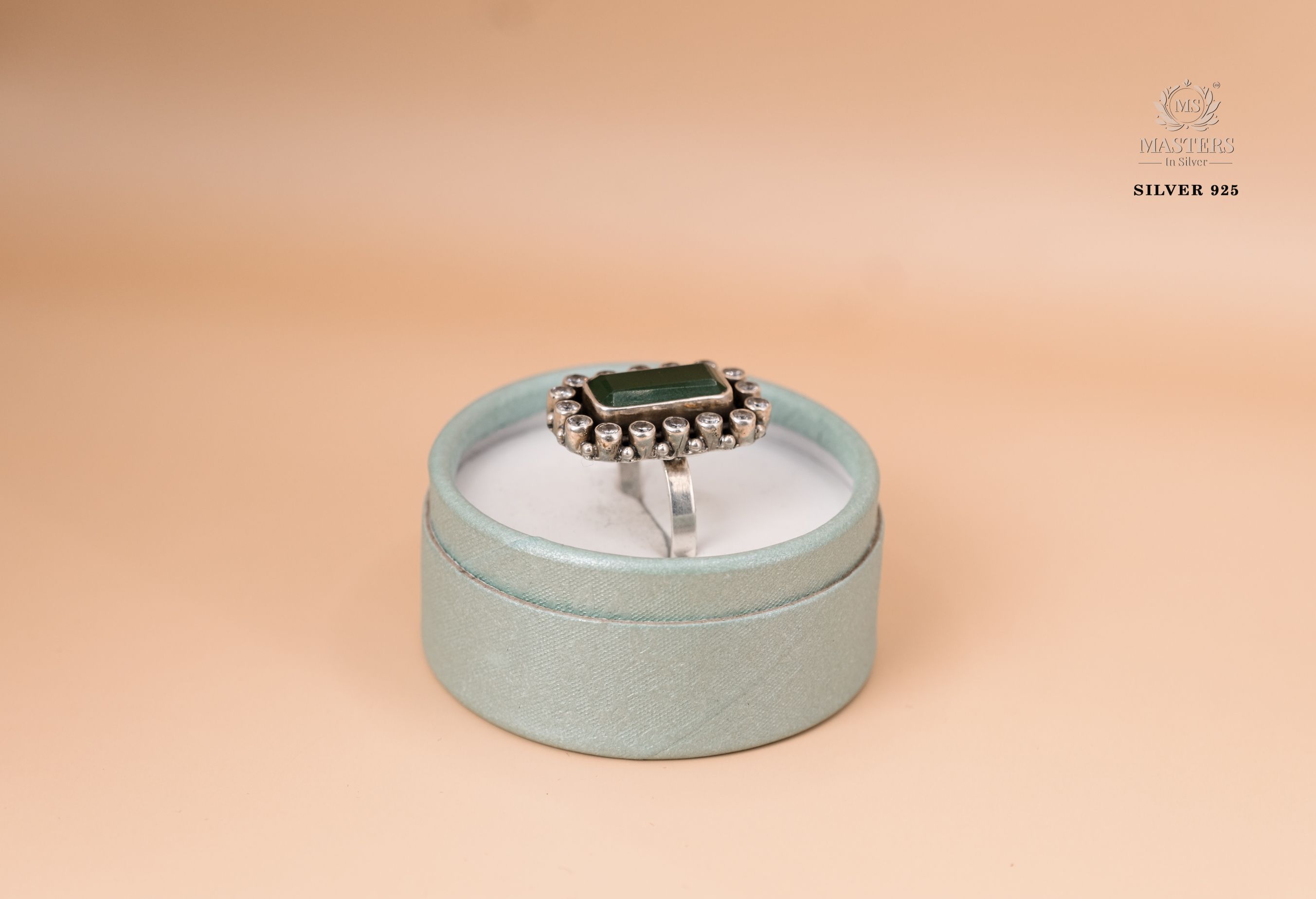 RINGS OXIDISED ( Rectangular-Green ) CUT-STONES