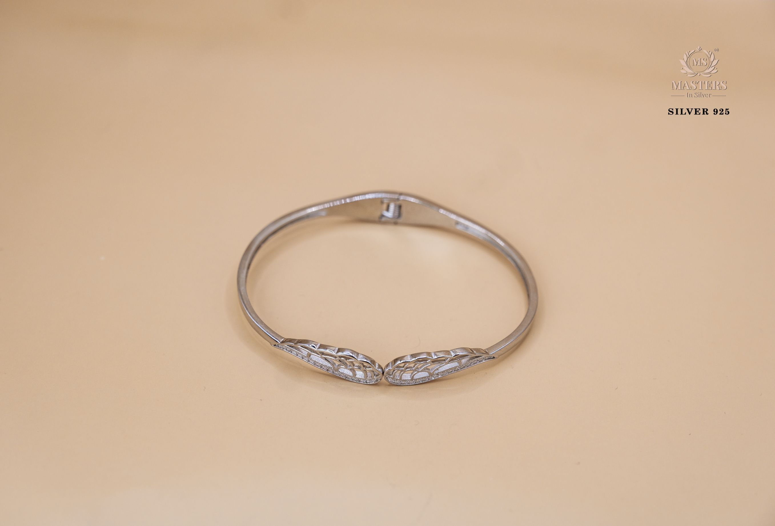 STERLING SILVER DUAL LOCK SAFETY EQUIPPED ZIRCON STUDDED