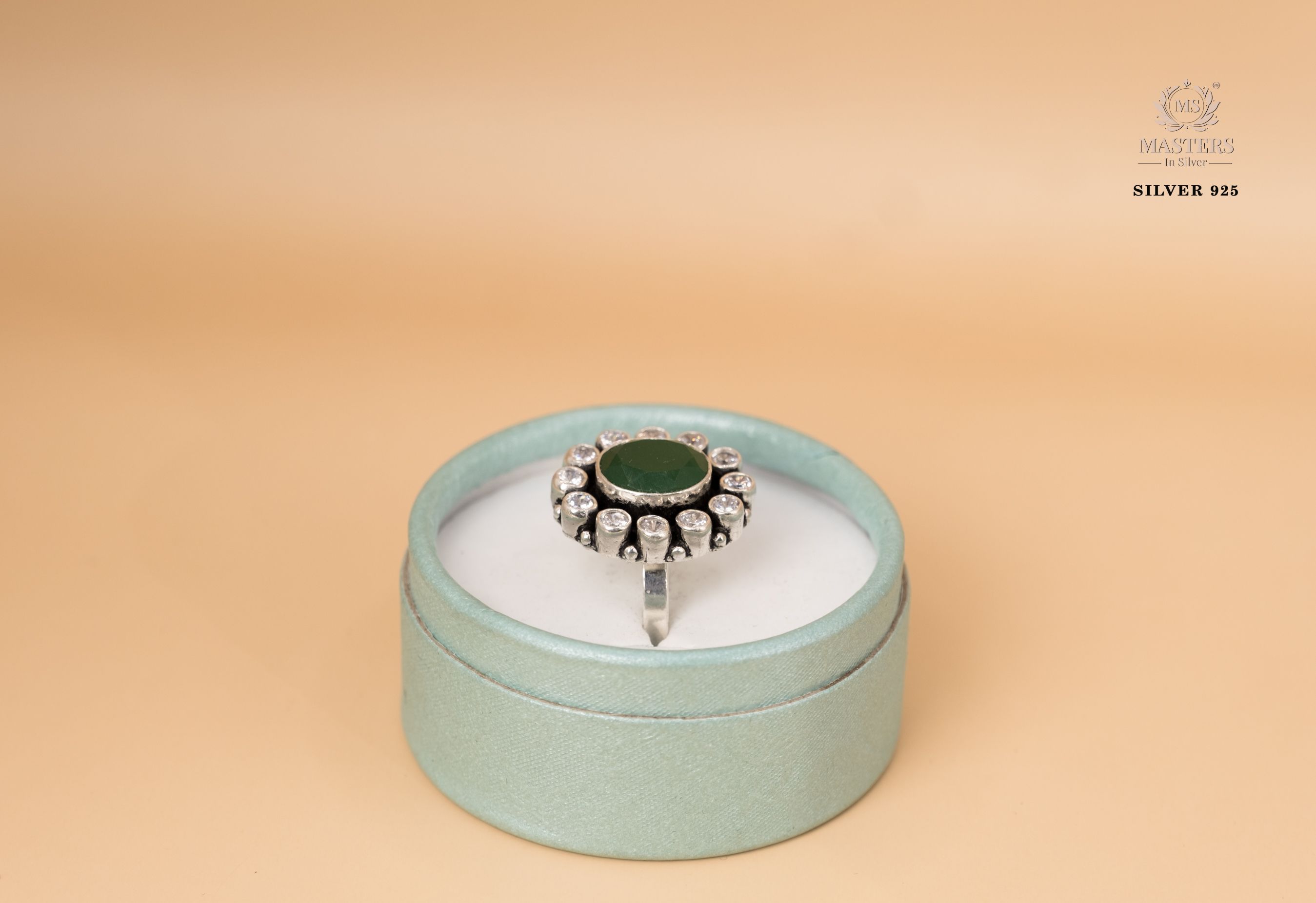 RINGS OXIDISED ( Oval- Green ) CUT-STONES