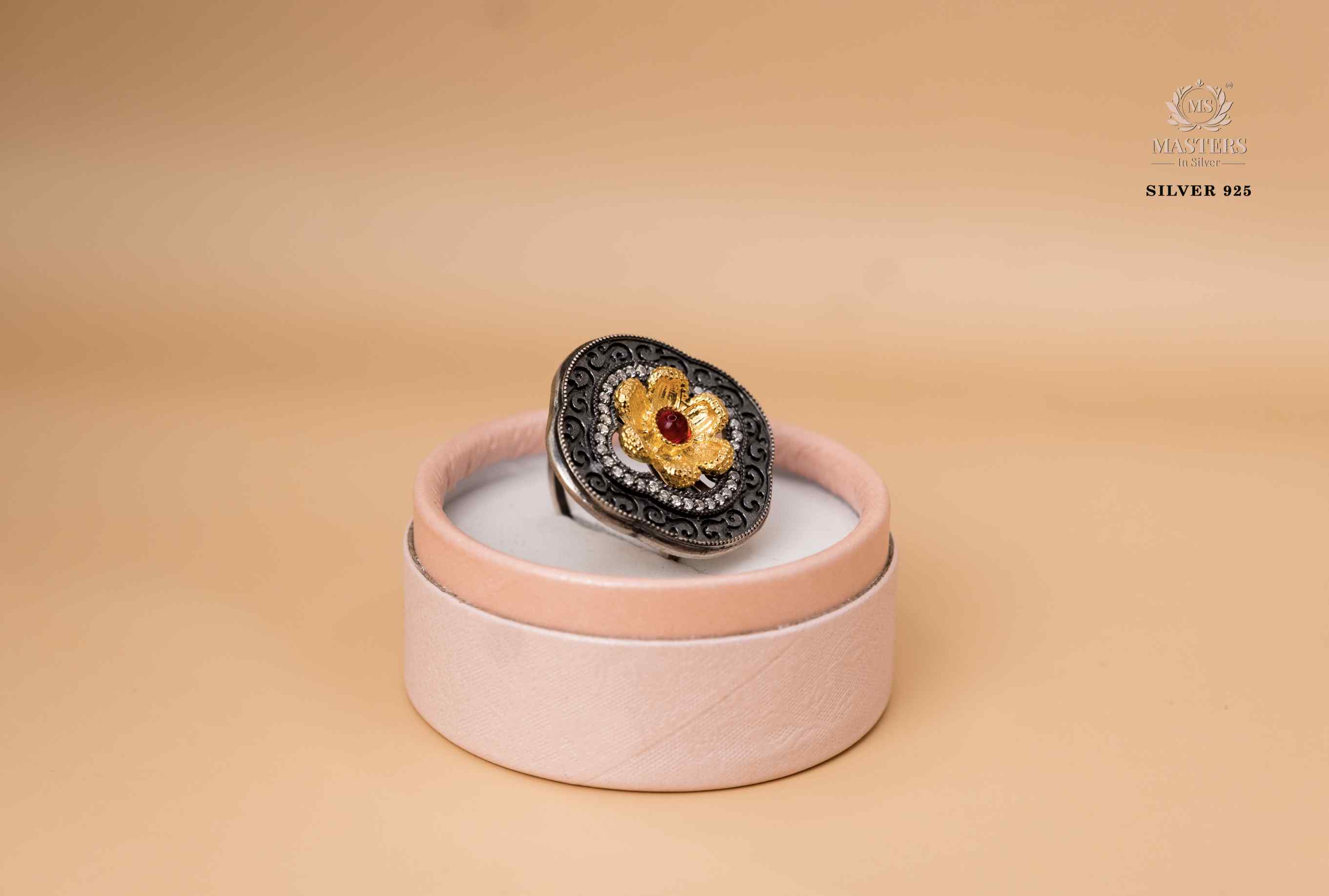 RINGS GOLD PLATED Green centre + Zircon