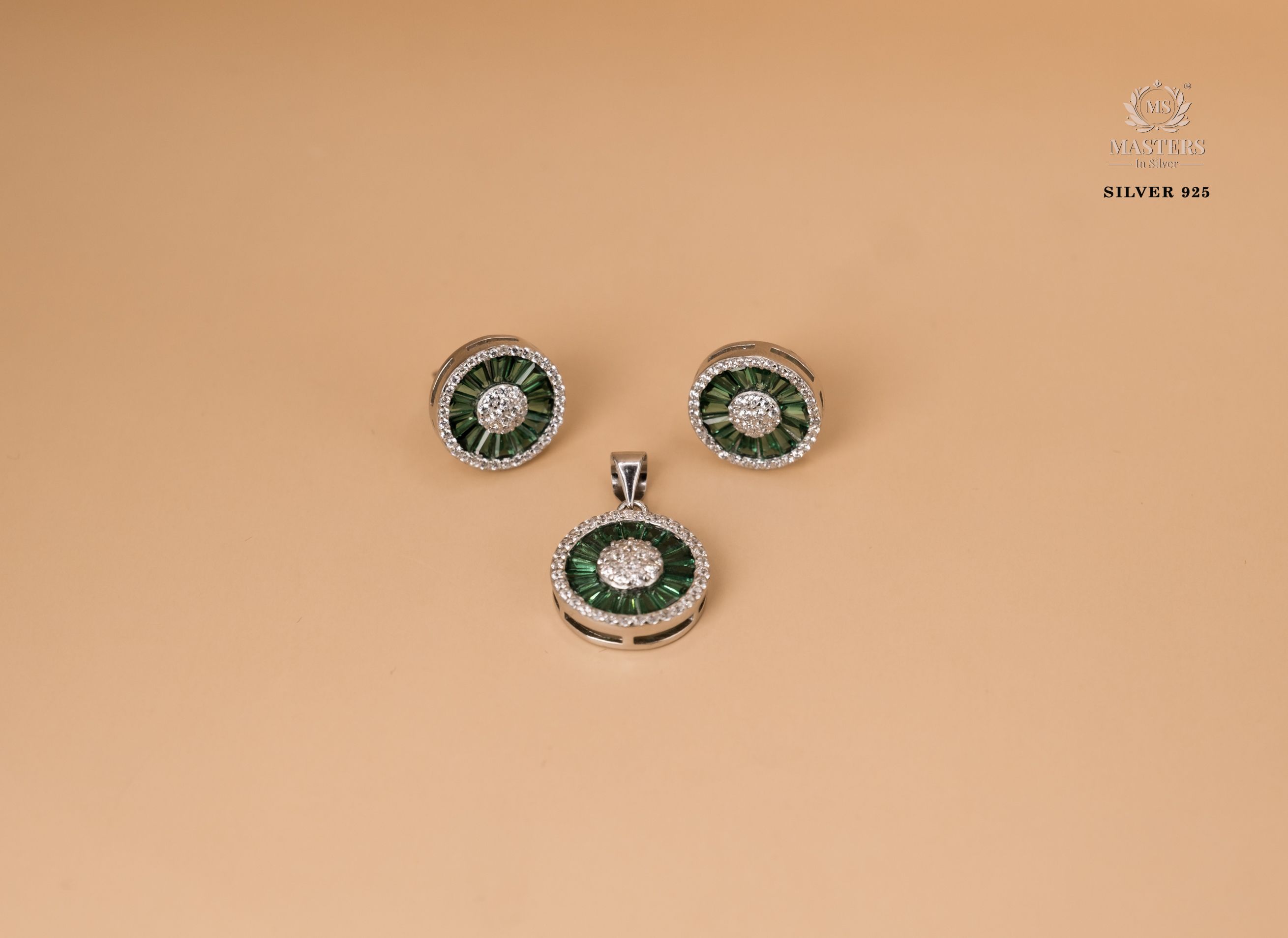 PENDANT SETS, DIAMOND LOOKS, REGULAR WEAR, ORIGINAL IMPORTED ROUND GREEN 🎁