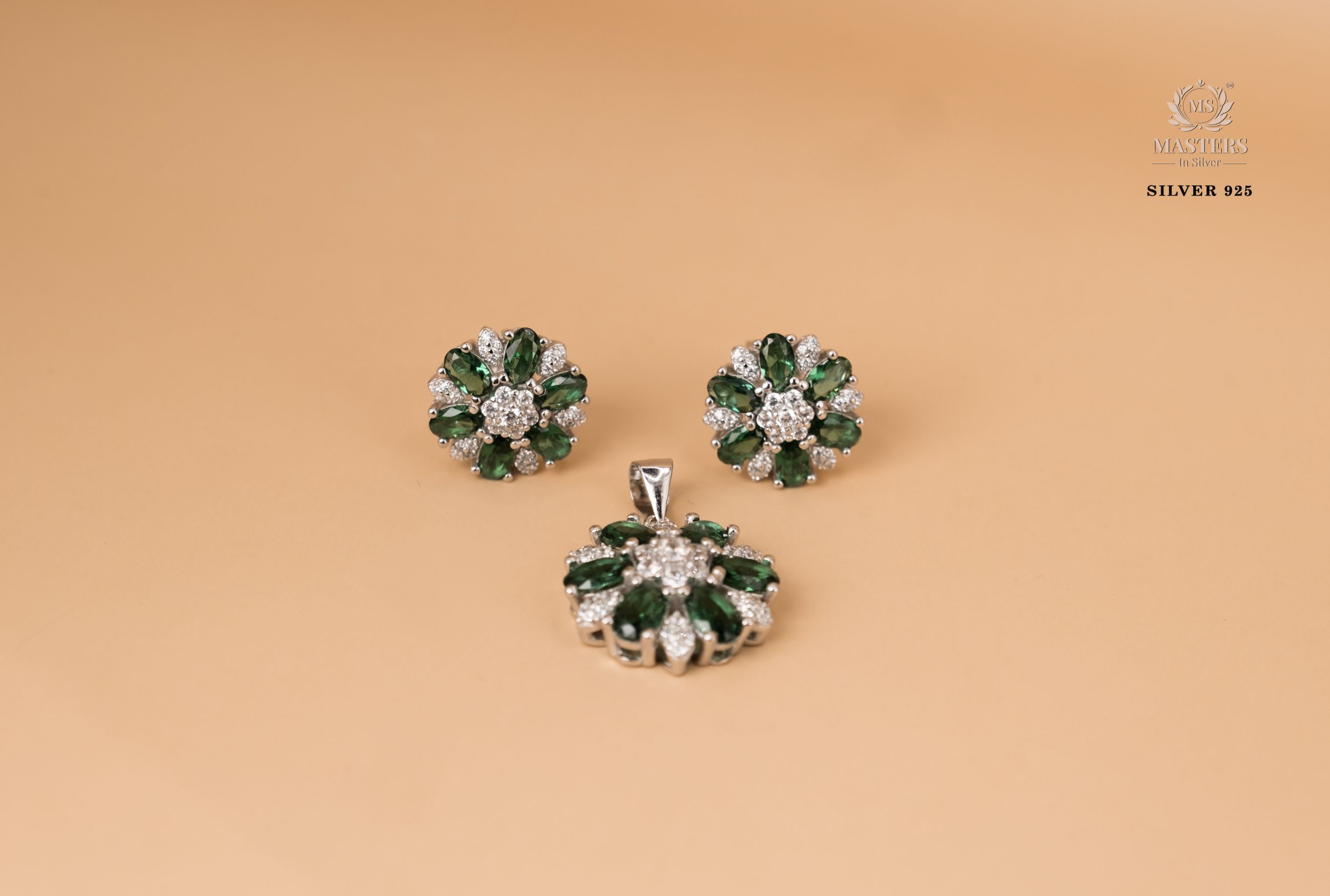 PENDANT SETS, DIAMOND LOOKS, REGULAR WEAR, ORIGINAL IMPORTED ROUND FLORAL GREEN 🎁