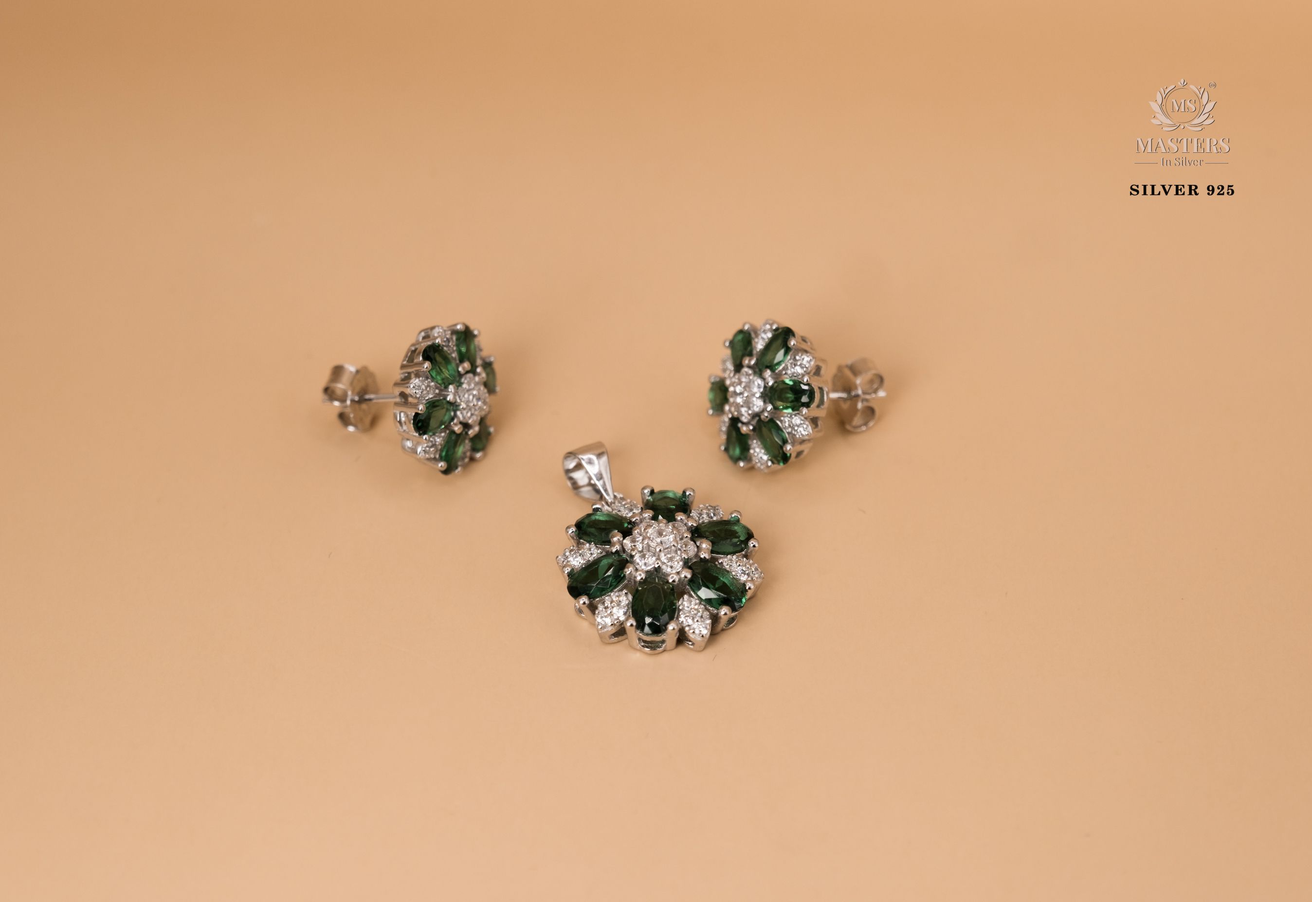 PENDANT SETS, DIAMOND LOOKS, REGULAR WEAR, ORIGINAL IMPORTED ROUND FLORAL GREEN 🎁