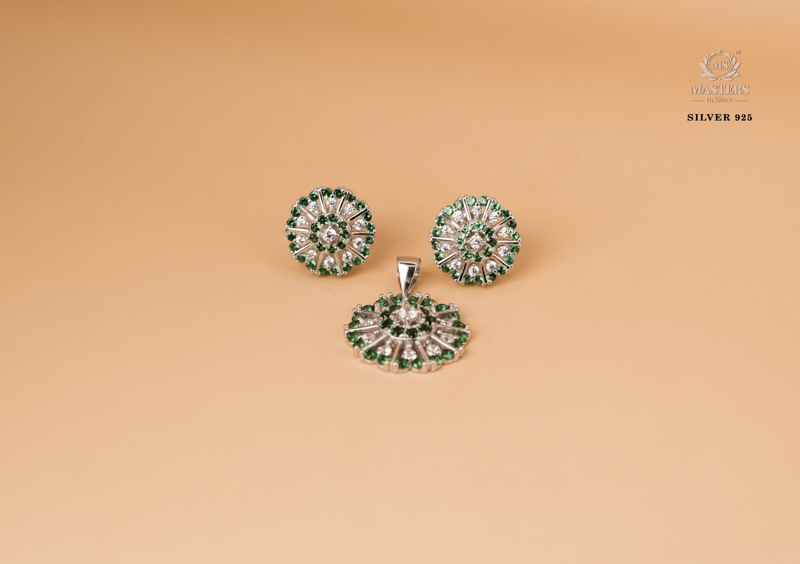 PENDANT SETS, DIAMOND LOOKS, REGULAR WEAR, ORIGINAL IMPORTED ROUND GREEN 🎁