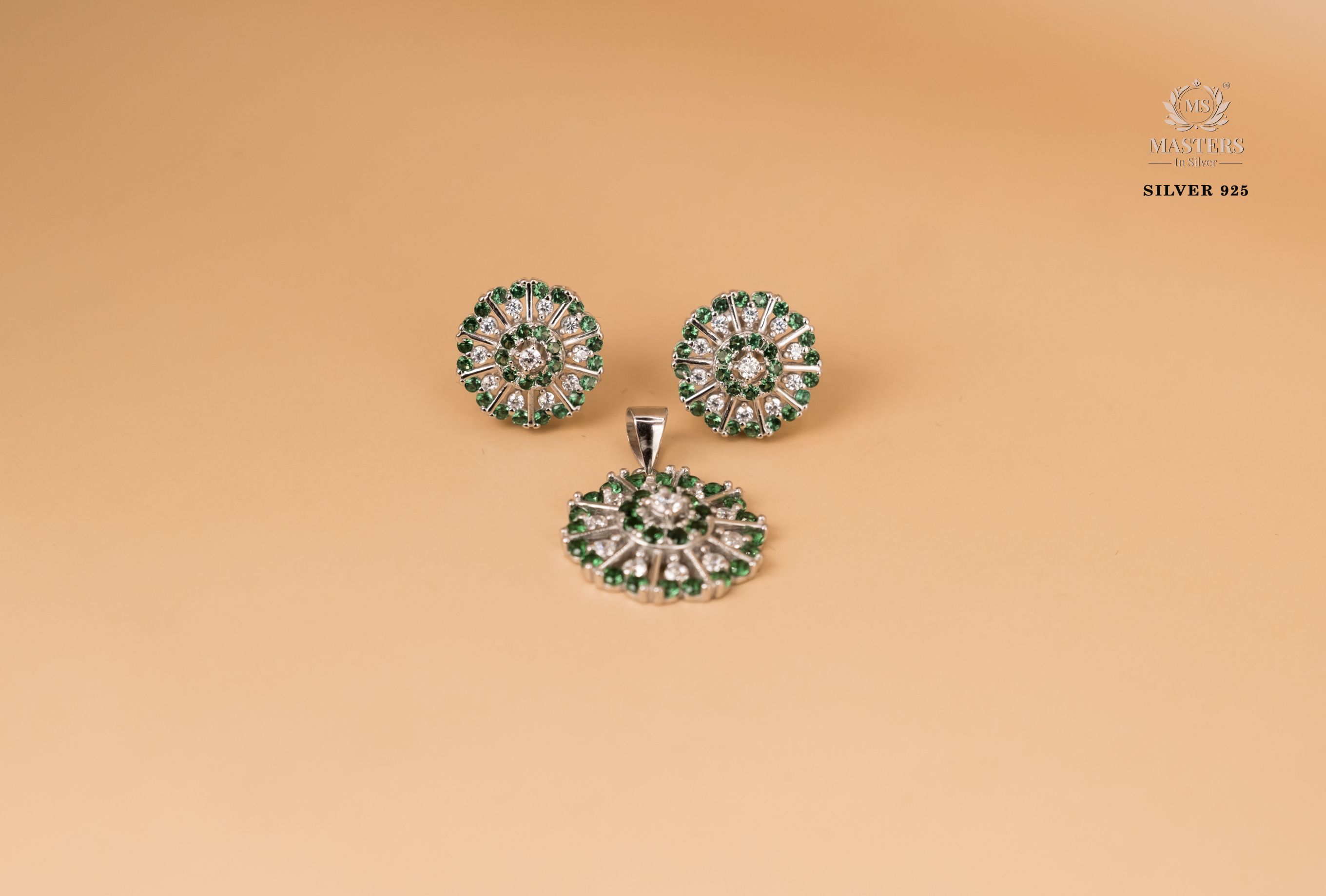 PENDANT SETS, DIAMOND LOOKS, REGULAR WEAR, ORIGINAL IMPORTED ROUND GREEN 🎁