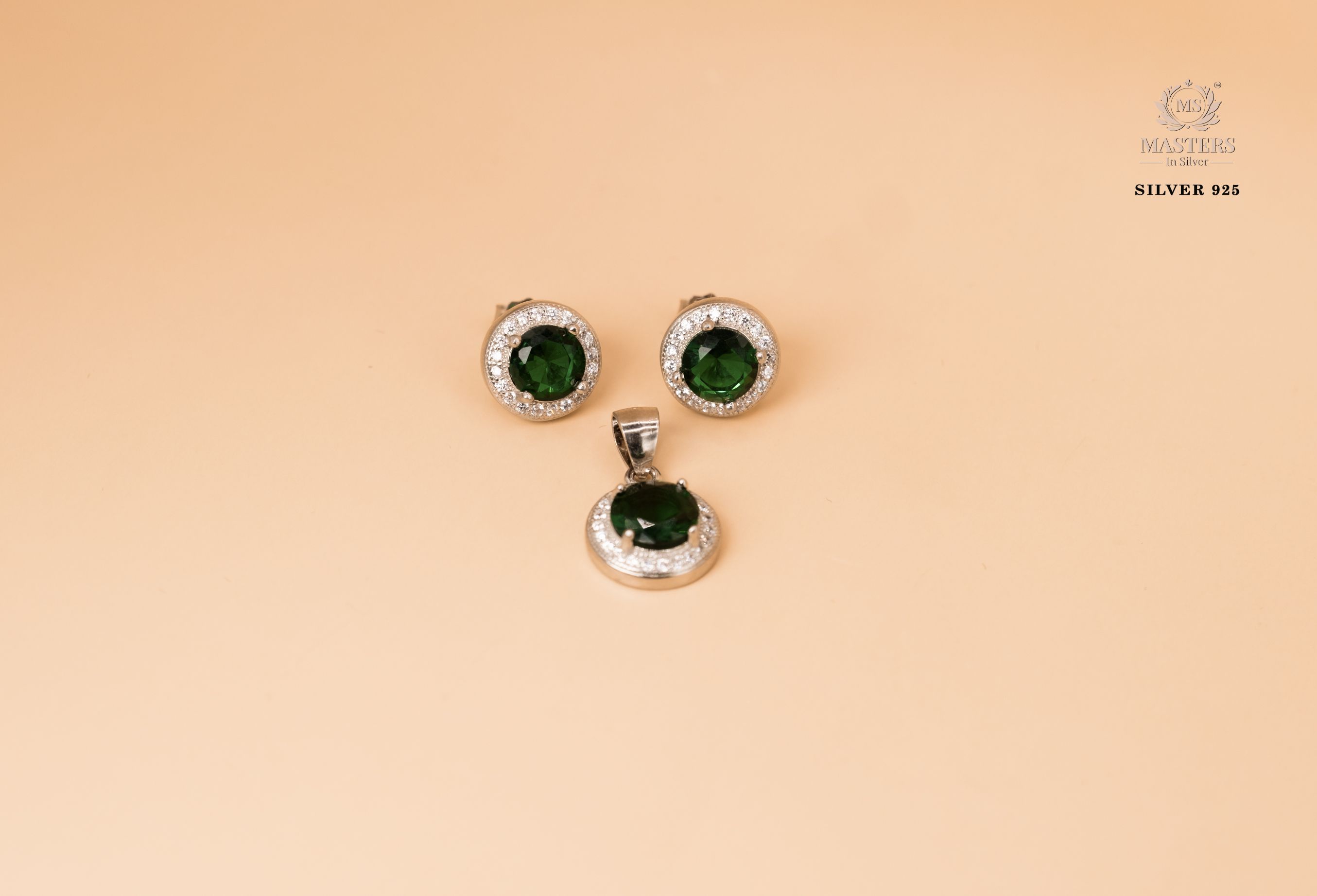 PENDANT SETS, DIAMOND LOOKS, REGULAR WEAR, ORIGINAL IMPORTED ROUND GREEN 🎁