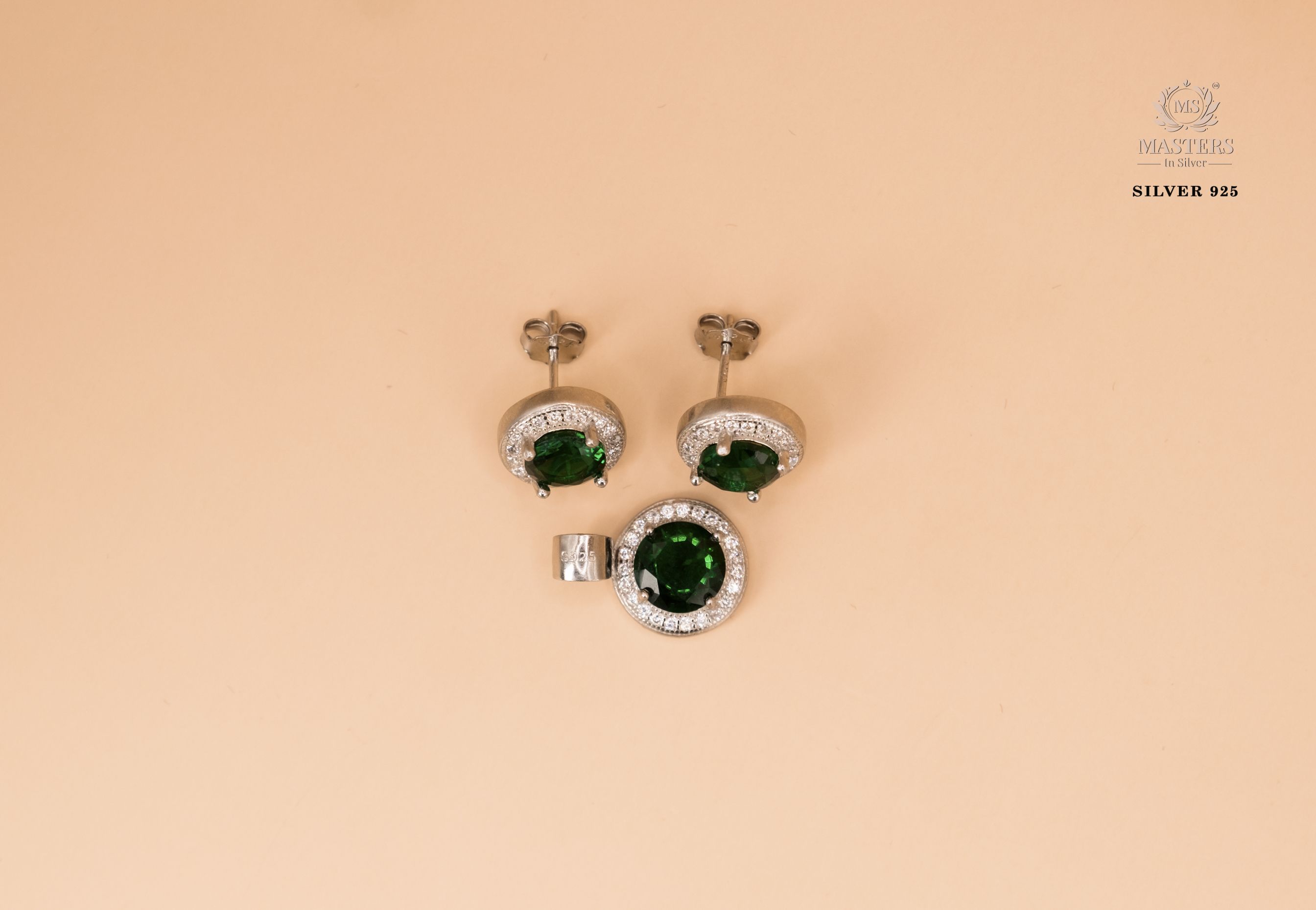 PENDANT SETS, DIAMOND LOOKS, REGULAR WEAR, ORIGINAL IMPORTED ROUND GREEN 🎁