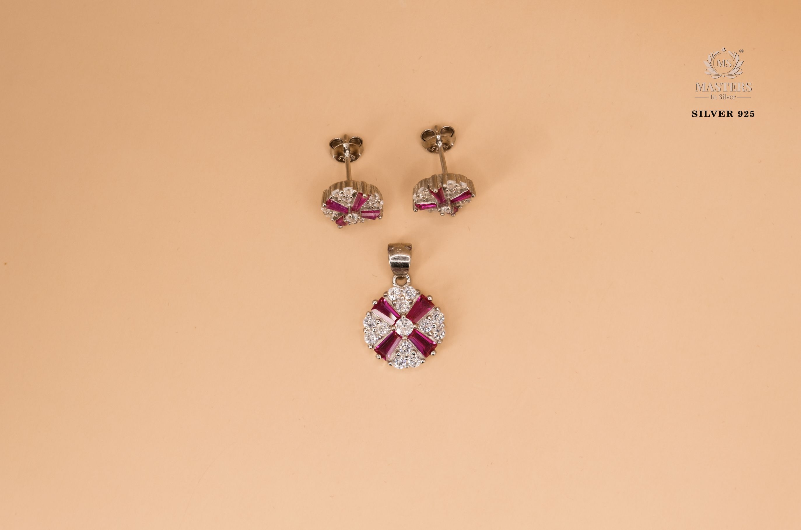 PENDANT SETS, DIAMOND LOOKS, REGULAR WEAR, ORIGINAL IMPORTED ROUND PINK N WHITE FLORAL🎁