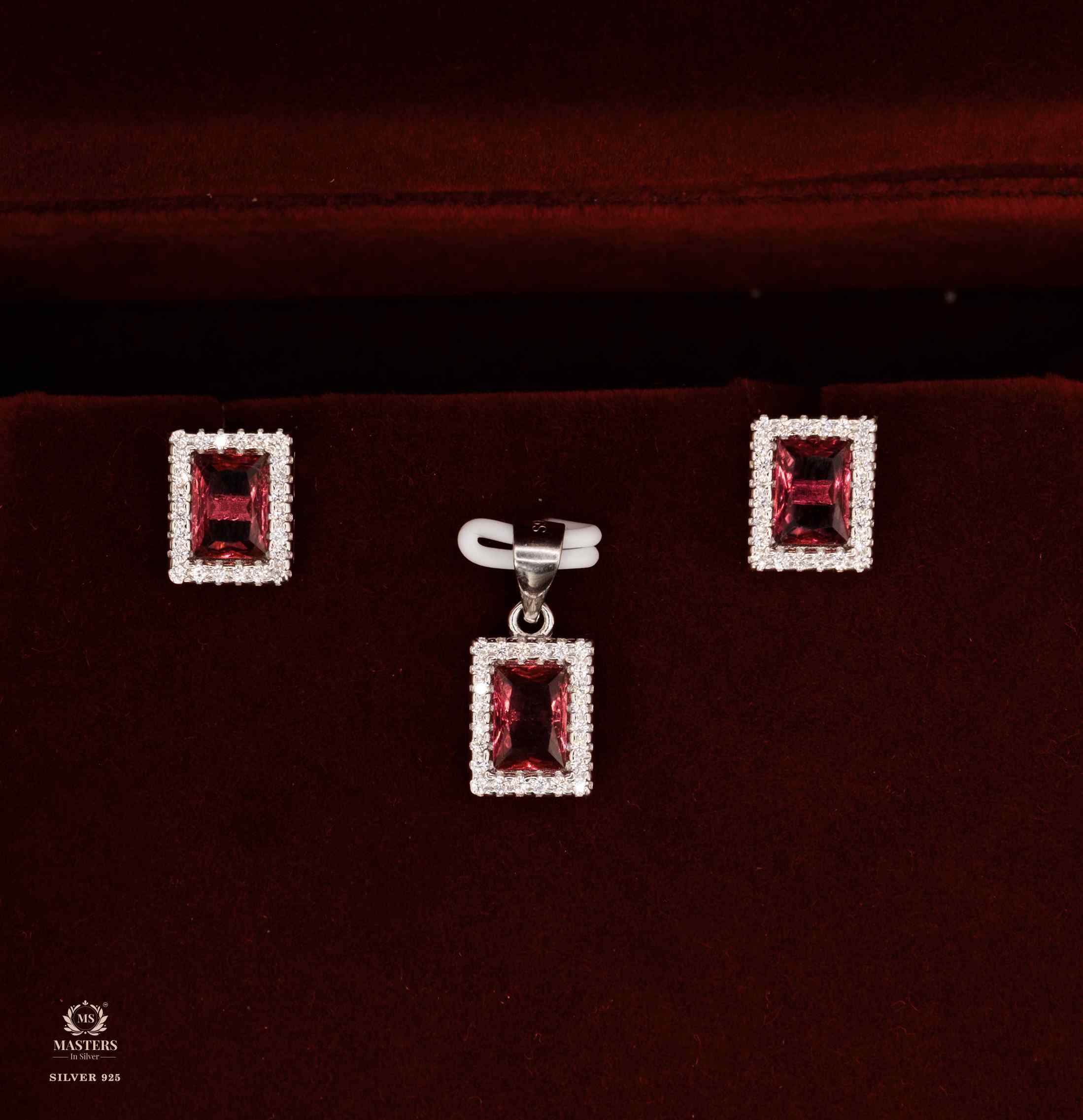 PENDANT SETS, DIAMOND LOOKS, REGULAR WEAR, ORIGINAL IMPORTED PINK  RECTANGULAR 🎁