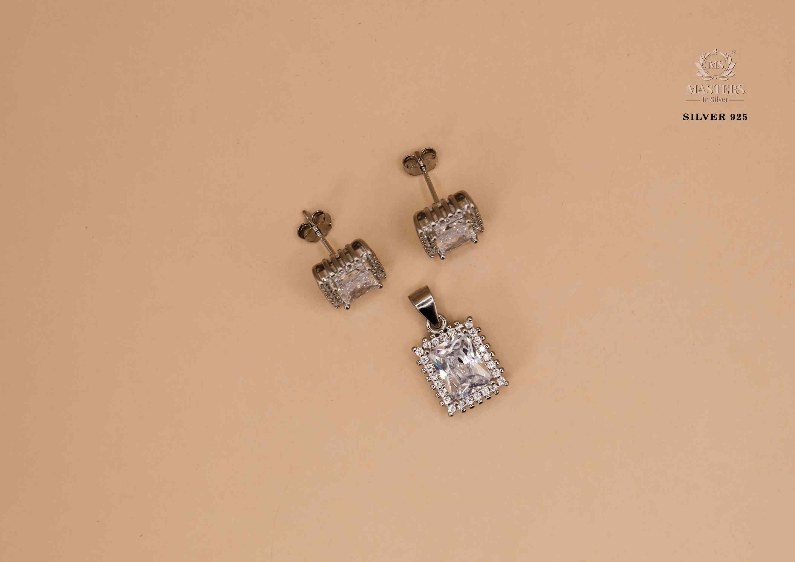 PENDANT SETS, DIAMOND LOOKS, REGULAR WEAR, ORIGINAL IMPORTED RECTANGULAR 🎁