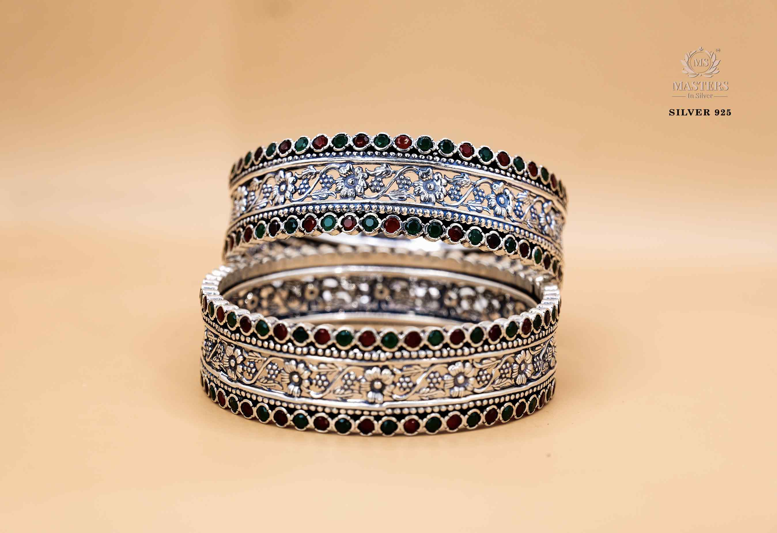 PREMIUM OXIDISED CUT STONES INDIAN STYLE ( BRACELETS - double sided green and pink )
