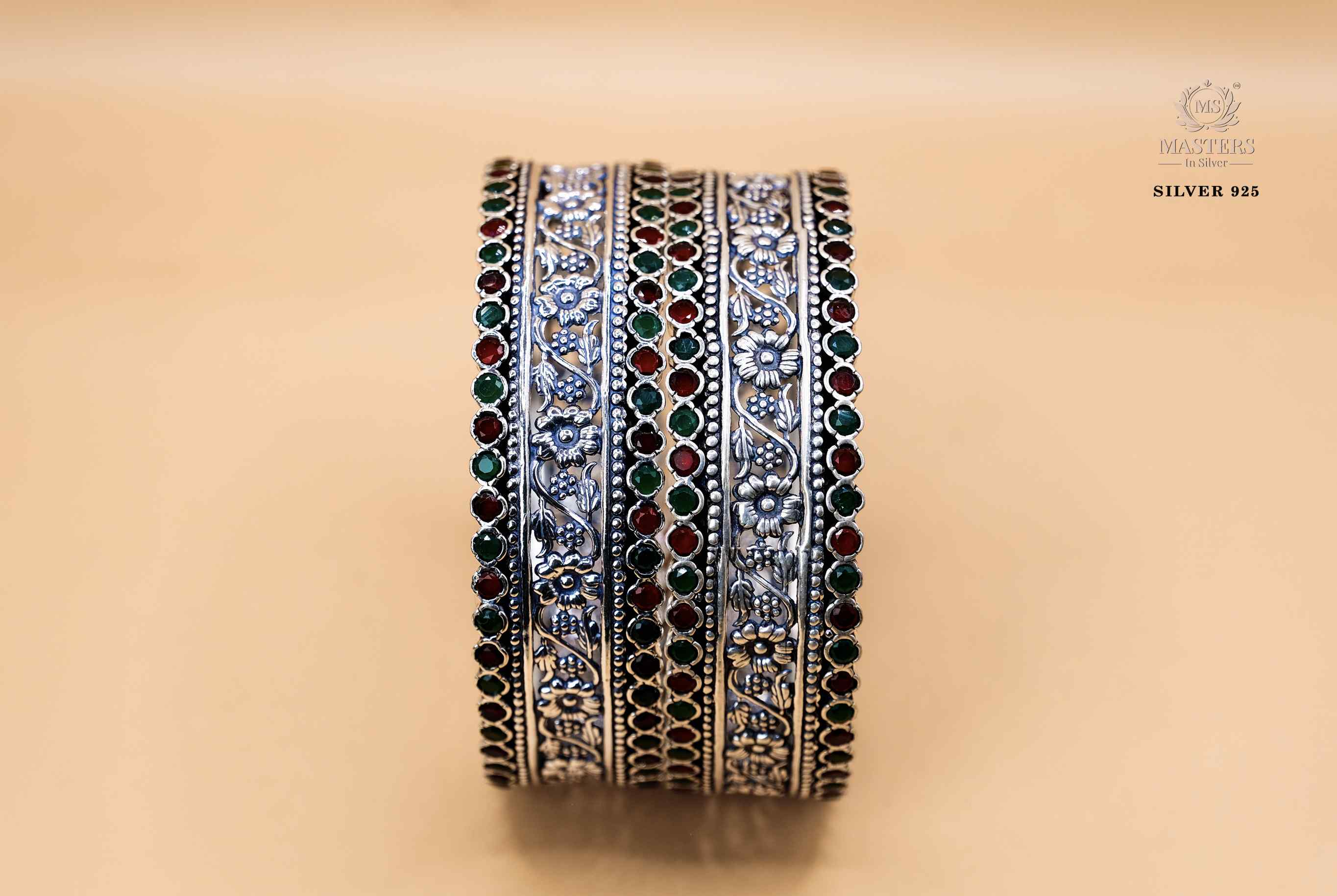 PREMIUM OXIDISED CUT STONES INDIAN STYLE ( BRACELETS - double sided green and pink )