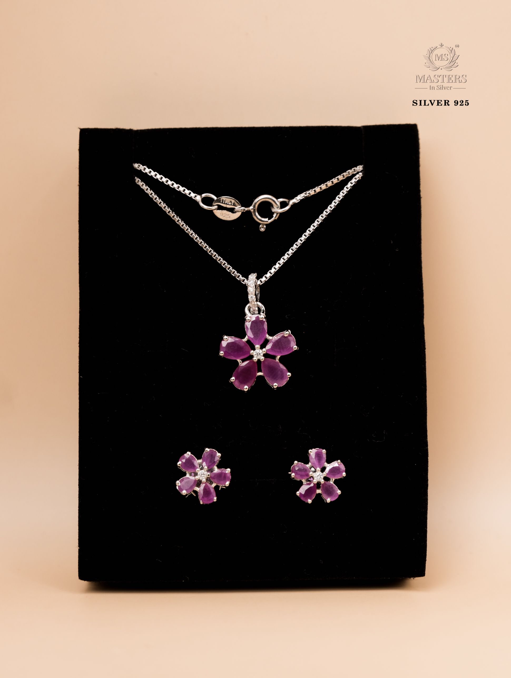 PENDANT SETS, DIAMOND LOOKS, REGULAR WEAR, ORIGINAL IMPORTED FLORAL PINK 🎁