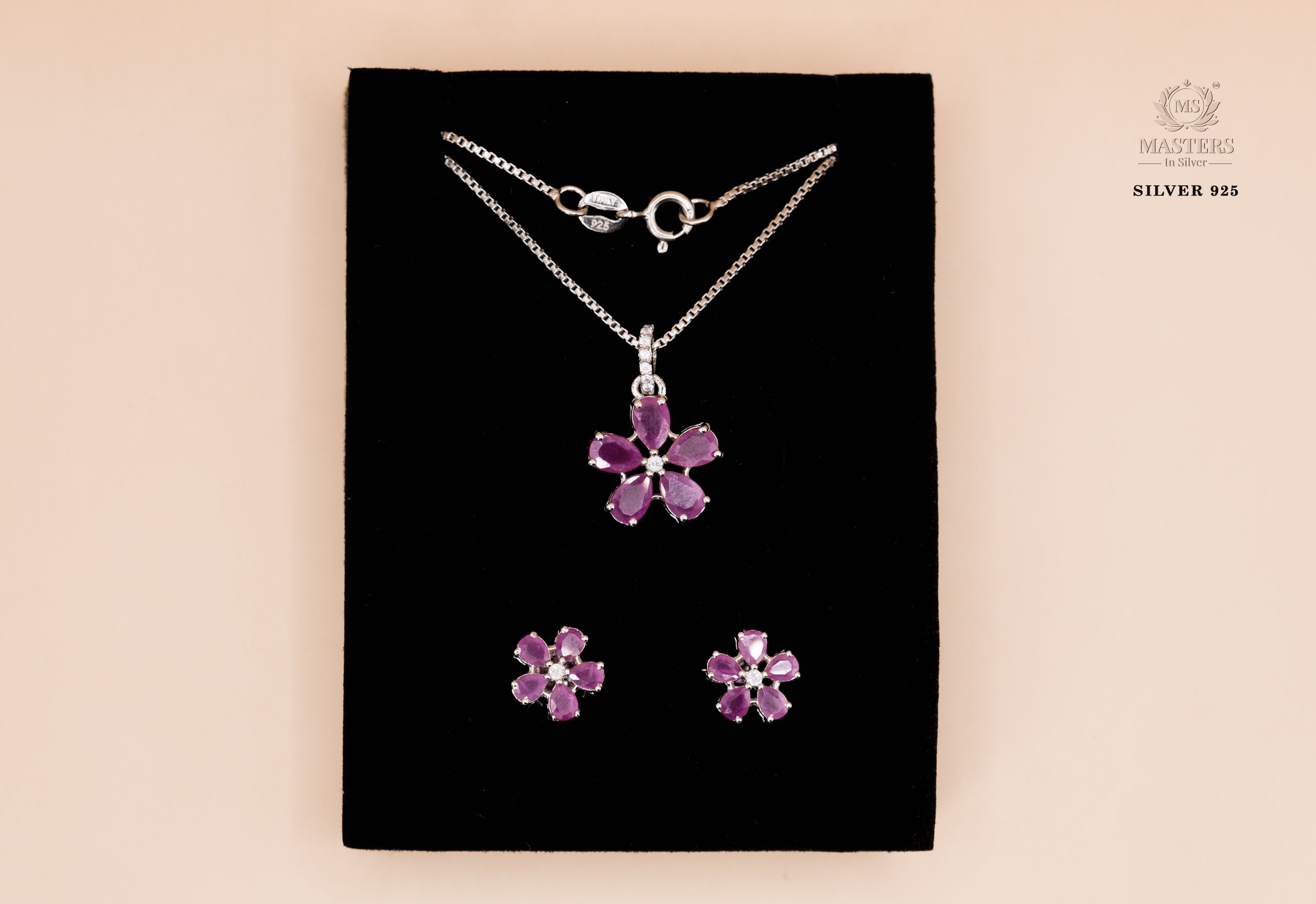 PENDANT SETS, DIAMOND LOOKS, REGULAR WEAR, ORIGINAL IMPORTED FLORAL PINK 🎁