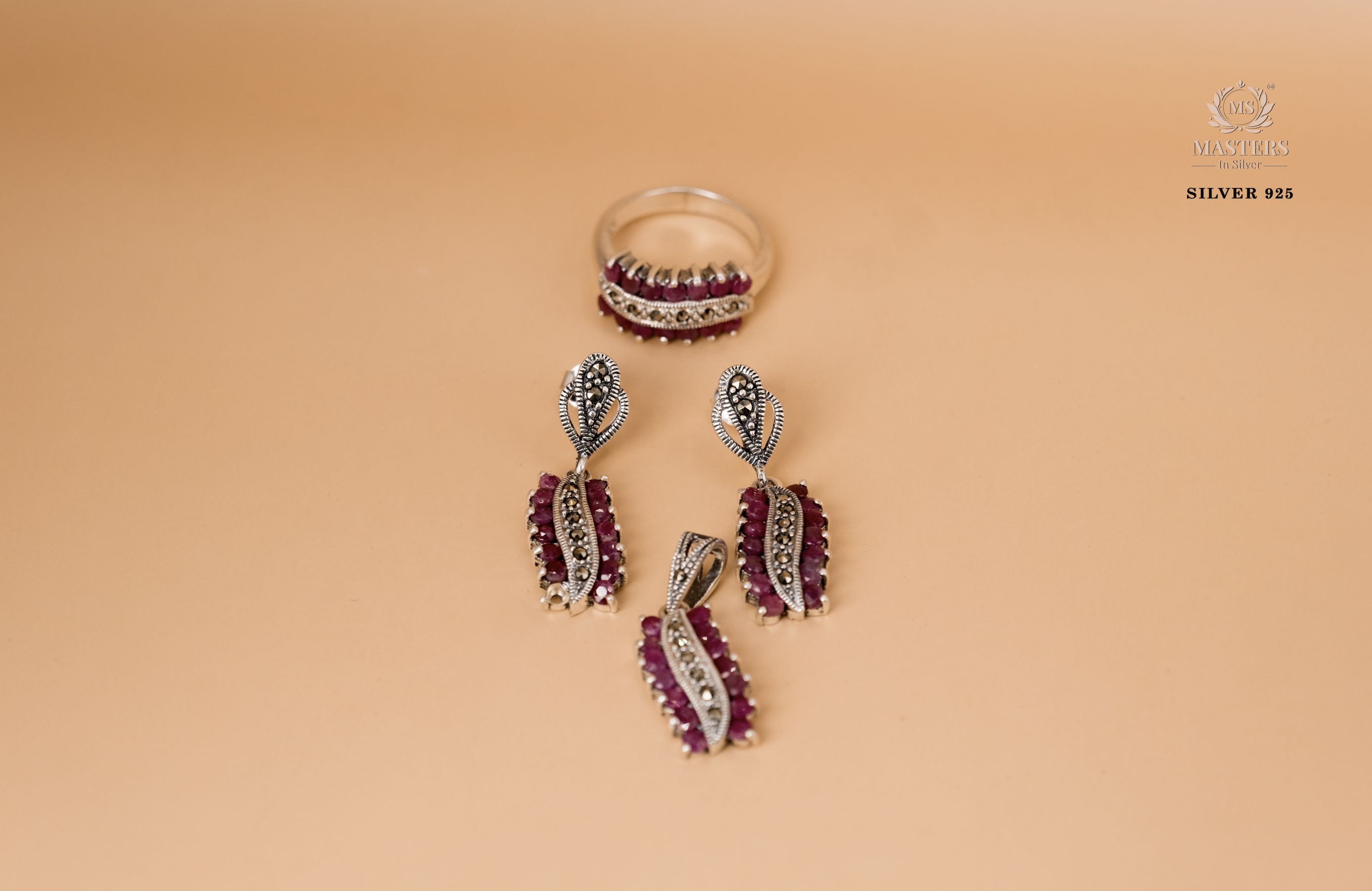 PENDANT SETS, SWISS MARCASITE, PARTY WEAR, ORIGINAL IMPORTED RUBY 🎁