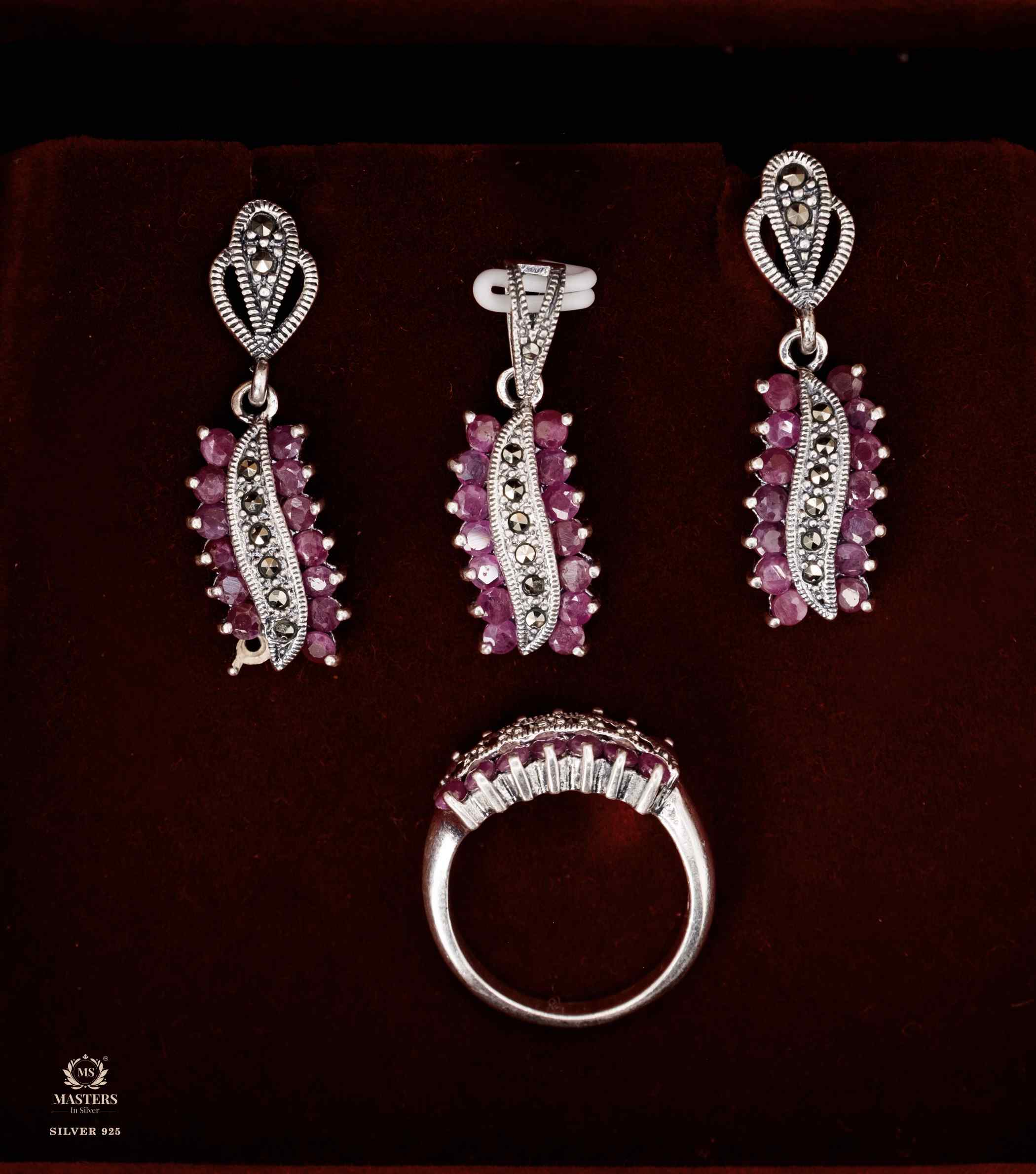 PENDANT SETS, SWISS MARCASITE, PARTY WEAR, ORIGINAL IMPORTED RUBY 🎁