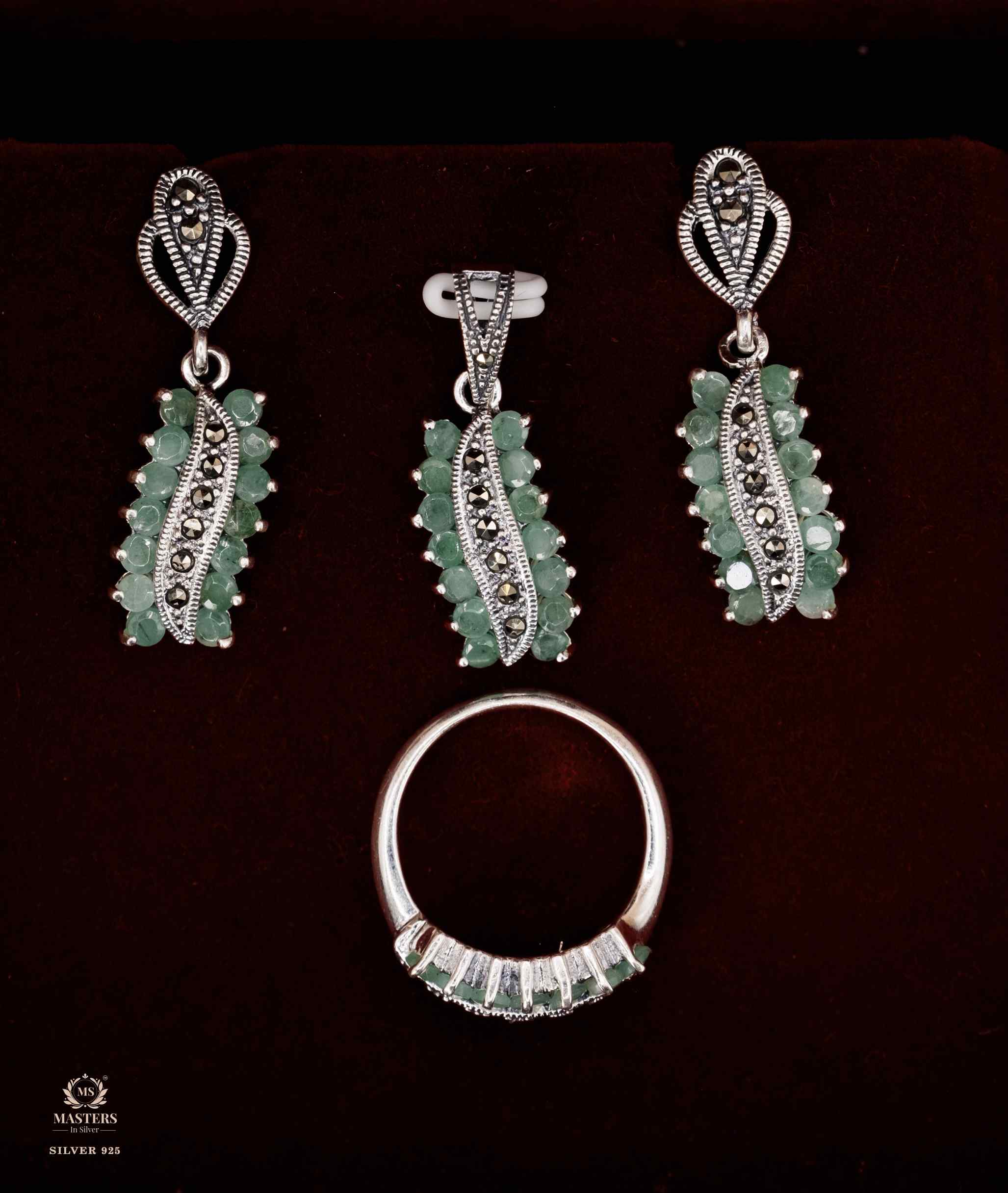PENDANT SETS, SWISS MARCASITE, PARTY WEAR, ORIGINAL IMPORTED EMERALD 🎁