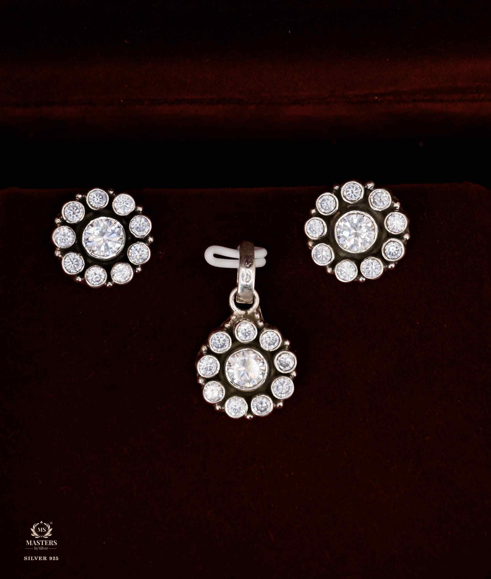 OXIDISED ORIGINAL EXPORT QUALITY PENDANT SET CUT STONES 🤞